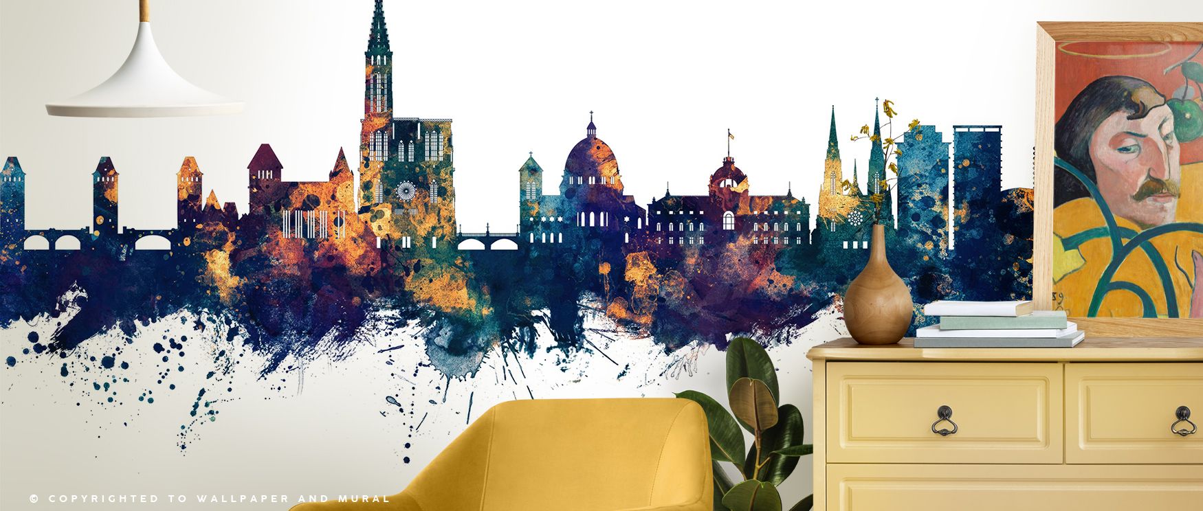 The artistry of Strasbourg Skyline Blue & Bronze Wallpaper lies in its balance of luminous tones, creating atmosphere that enriches offices, bedrooms, or living rooms with cultural charm and decorative sophistication. 