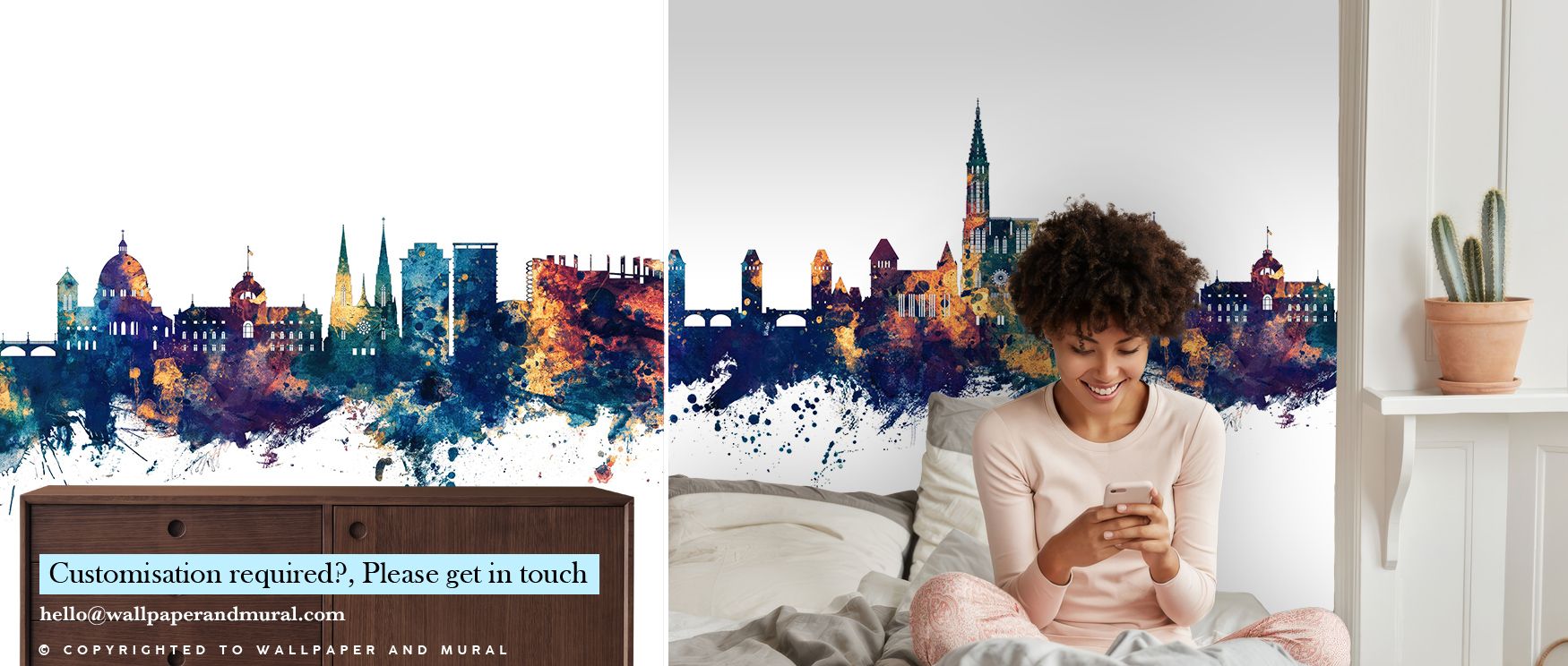 Strasbourg Skyline Blue & Bronze Wallpaper reflects balance of heritage and decorative artistry, producing atmosphere that enriches interiors like bedrooms, offices, or living rooms with elegance, cultural resonance, and timeless sophistication. 
