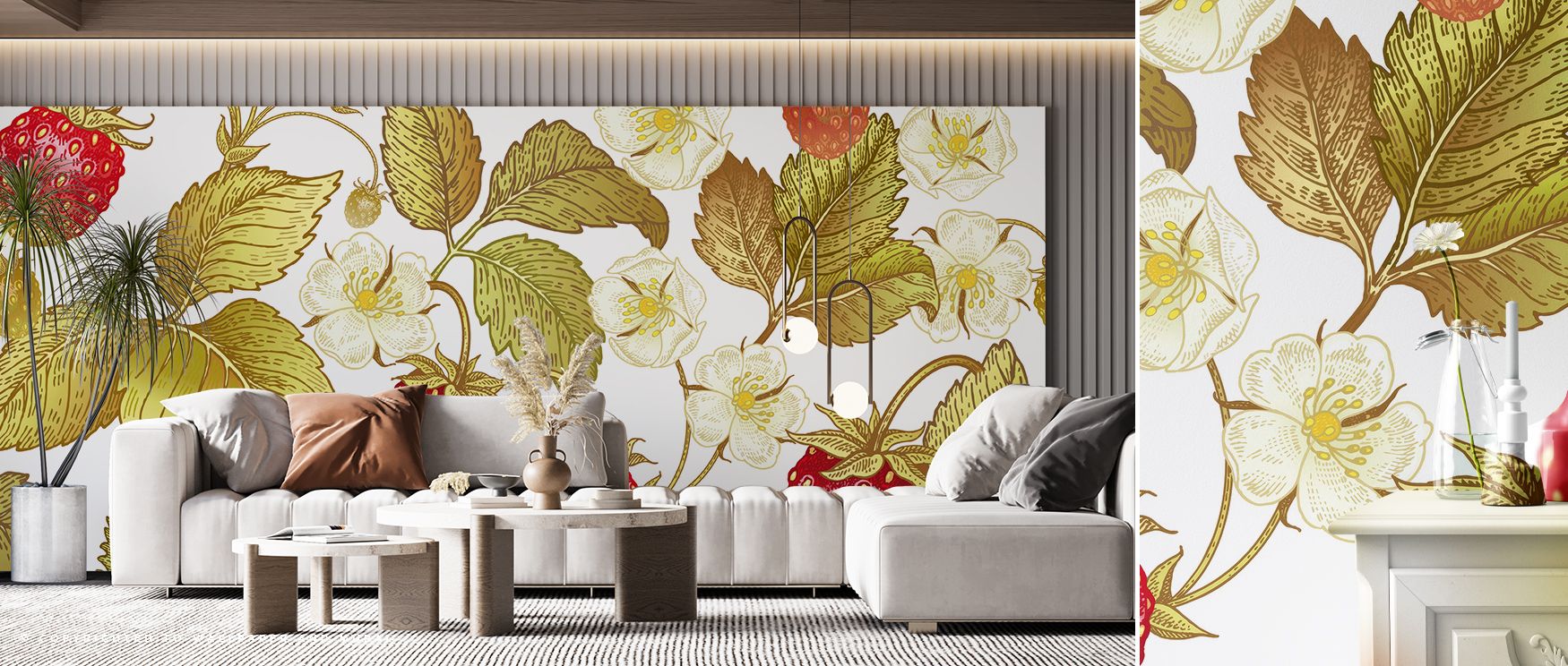 The imagery of Strawberry Field Wallpaper Mural conveys natural calm across textured surfaces, enriching bedrooms, offices, or living rooms with decorative rhythm, cultural resonance, and timeless seasonal charm expressed in artistry. 