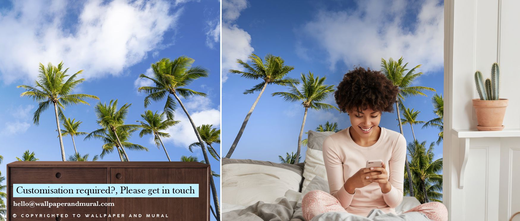 In Stretching Palm Trees Wallpaper, silhouettes of palms expand upward across surfaces, creating atmosphere that enriches bedrooms, living rooms, or offices with decorative resonance, cultural refinement, and natural artistry. 