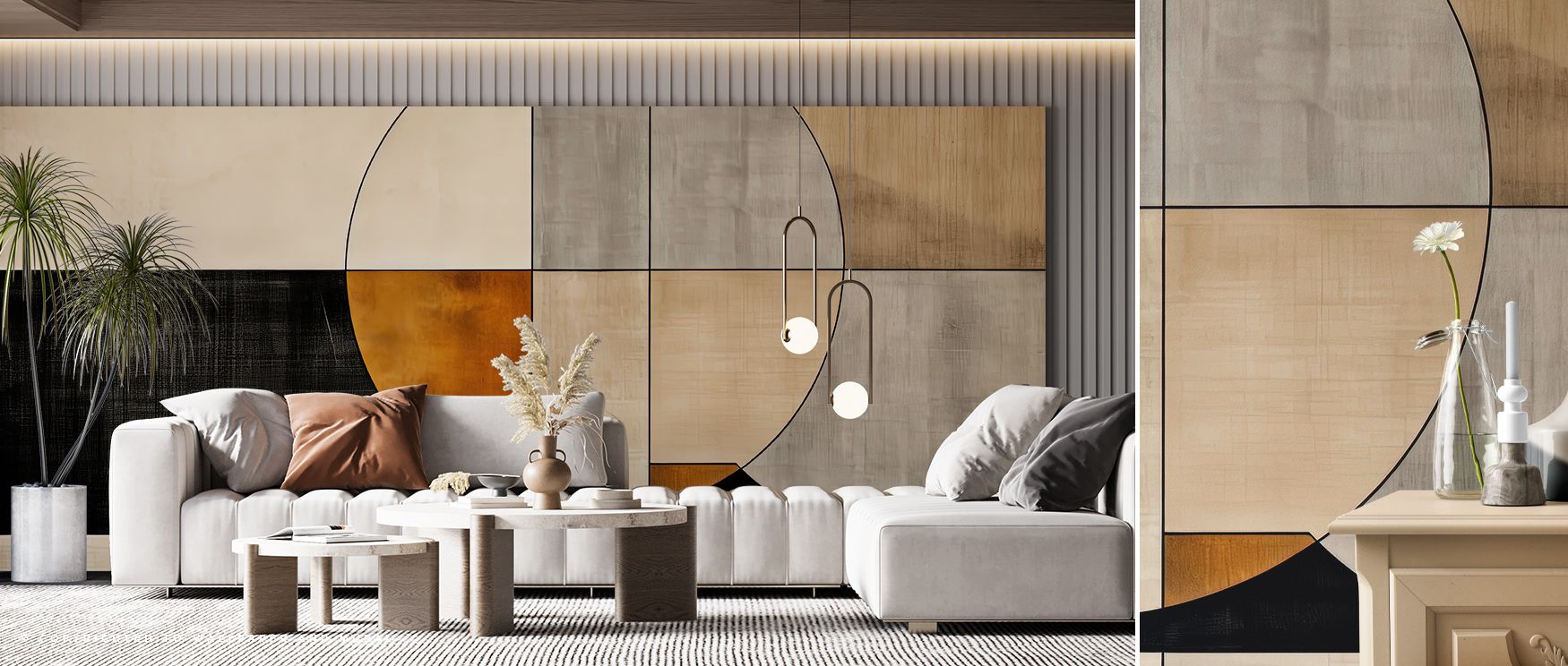 Strict View Wallpaper communicates through bold patterning, where strong geometry softens into harmony, blending movement and stillness that fills bedrooms, offices, or living rooms with intellectual energy and modern artistic character. 