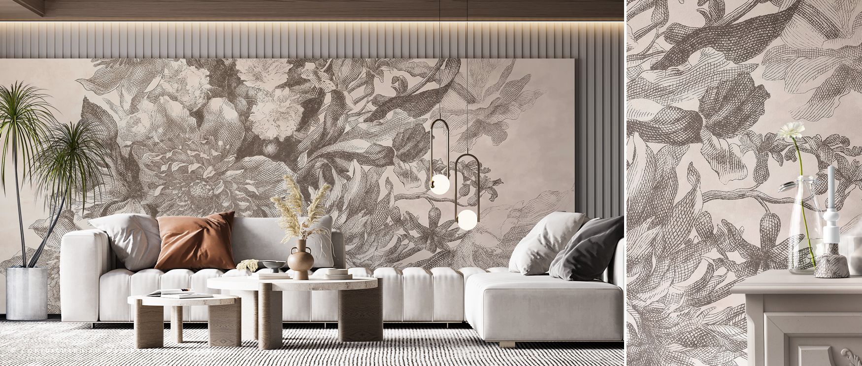 Delicate tones within Subtle Bloom Wallpaper highlight the gentle spread of petals, where subtle patterns create immersive calm, infusing offices, bedrooms, or living rooms with spaces of floral charm and quiet atmosphere. 