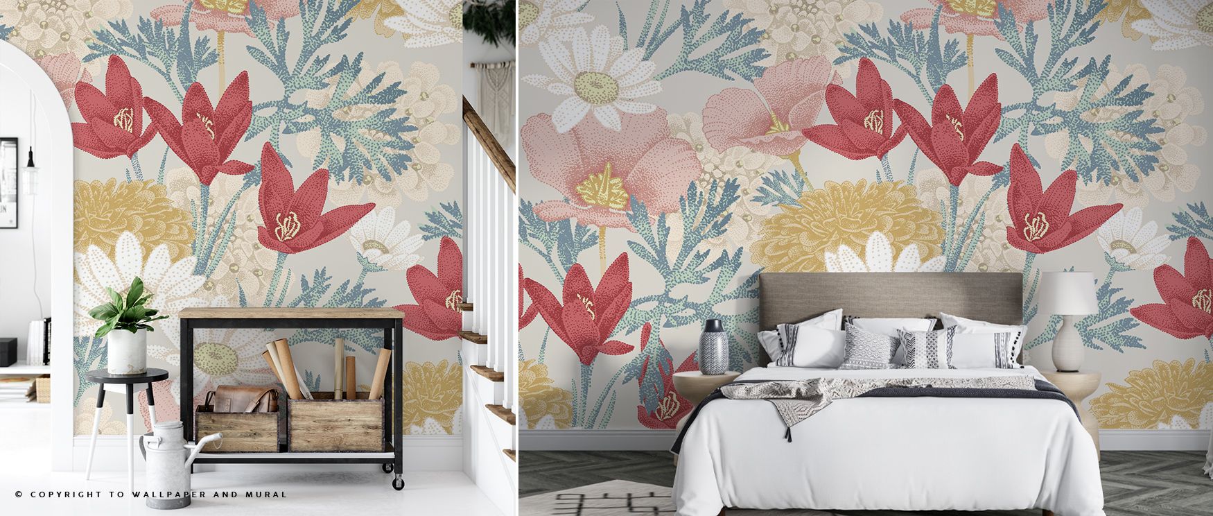 Summer Composition Wallpaper communicates with colors and flowing lines that seem to move in harmony, crafting a background full of vibrancy that enriches offices, bedrooms, or living rooms with uplifting seasonal spirit. 