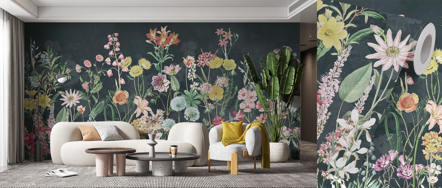 Summer Meadow Wallpaper enriches interiors with floral imagery, producing decorative rhythm that enhances bedrooms or living rooms with atmosphere of calm charm, artistic balance, and timeless natural presence that feels serene. 