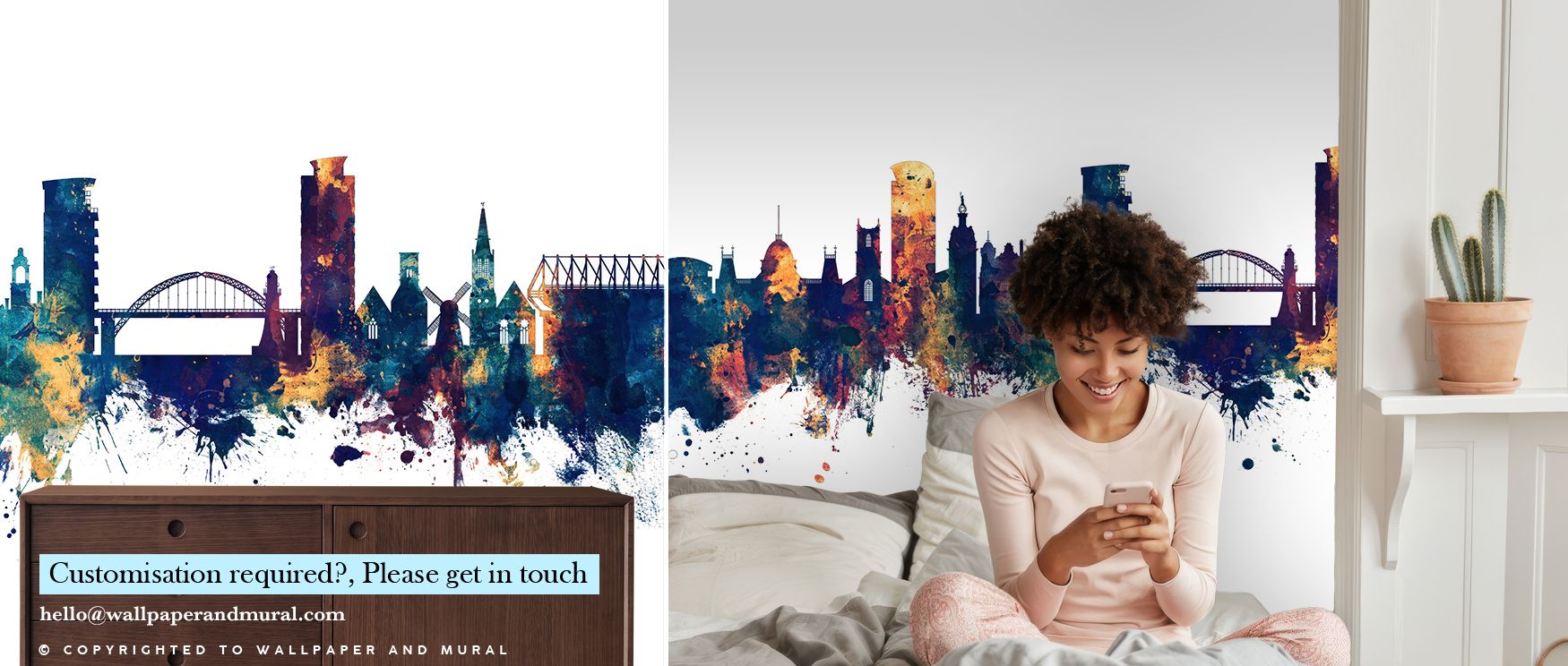 The imagery of Sunderland England Skyline Blue & Bronze Wallpaper reflects heritage through luminous tones, shaping interiors into bedrooms, offices, or living rooms enriched with decorative charm, cultural resonance, and modern refinement. 