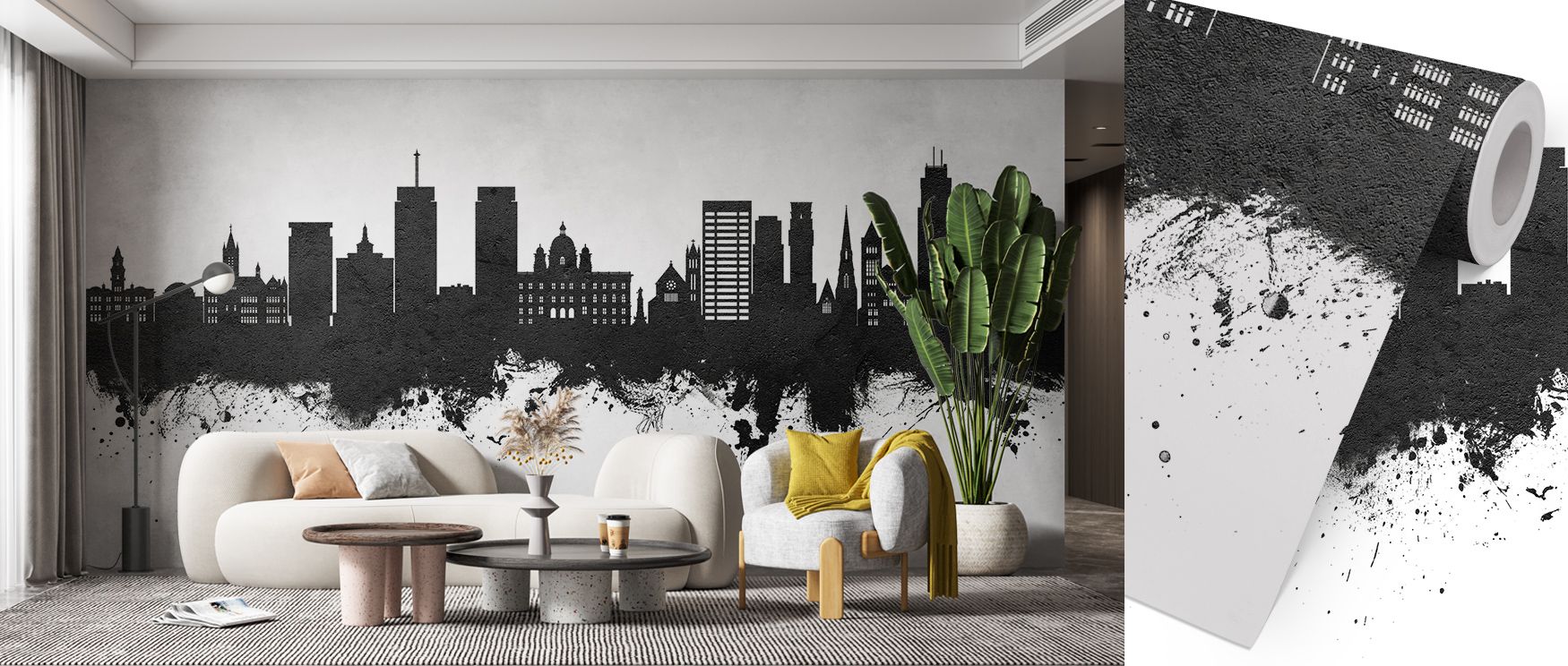 Syracuse New York Skyline Black & White Wallpaper portrays cultural rhythm through monochrome imagery, shaping interiors like offices, bedrooms, or living rooms into spaces enriched with heritage and decorative refinement. 