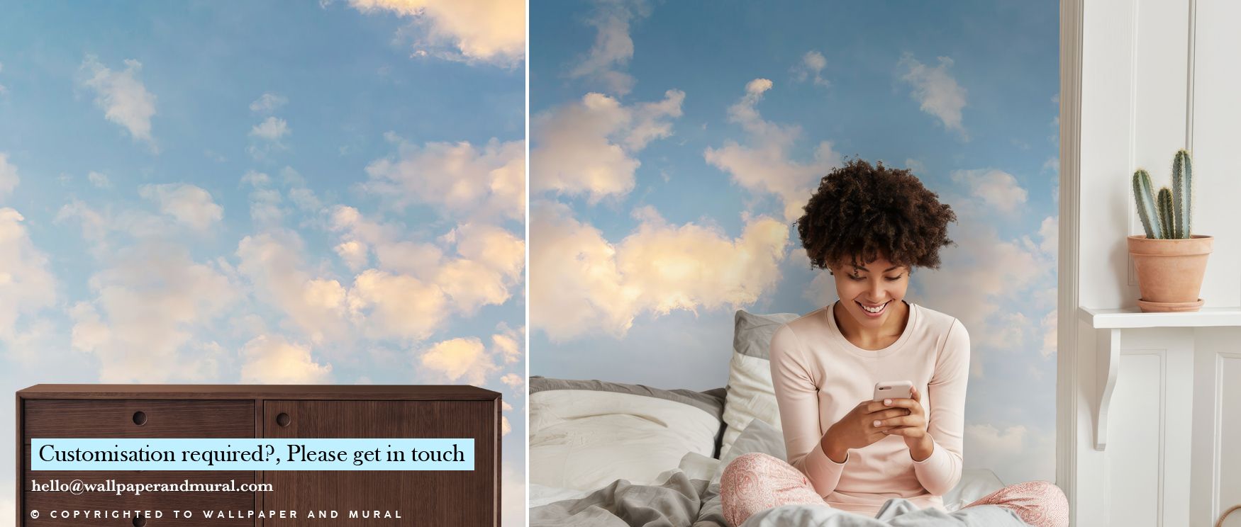 Tender Clouds Wallpaper reflects atmosphere of natural calm through drifting forms, shaping interiors into bedrooms, offices, or living rooms enriched with cultural resonance and decorative refinement. 