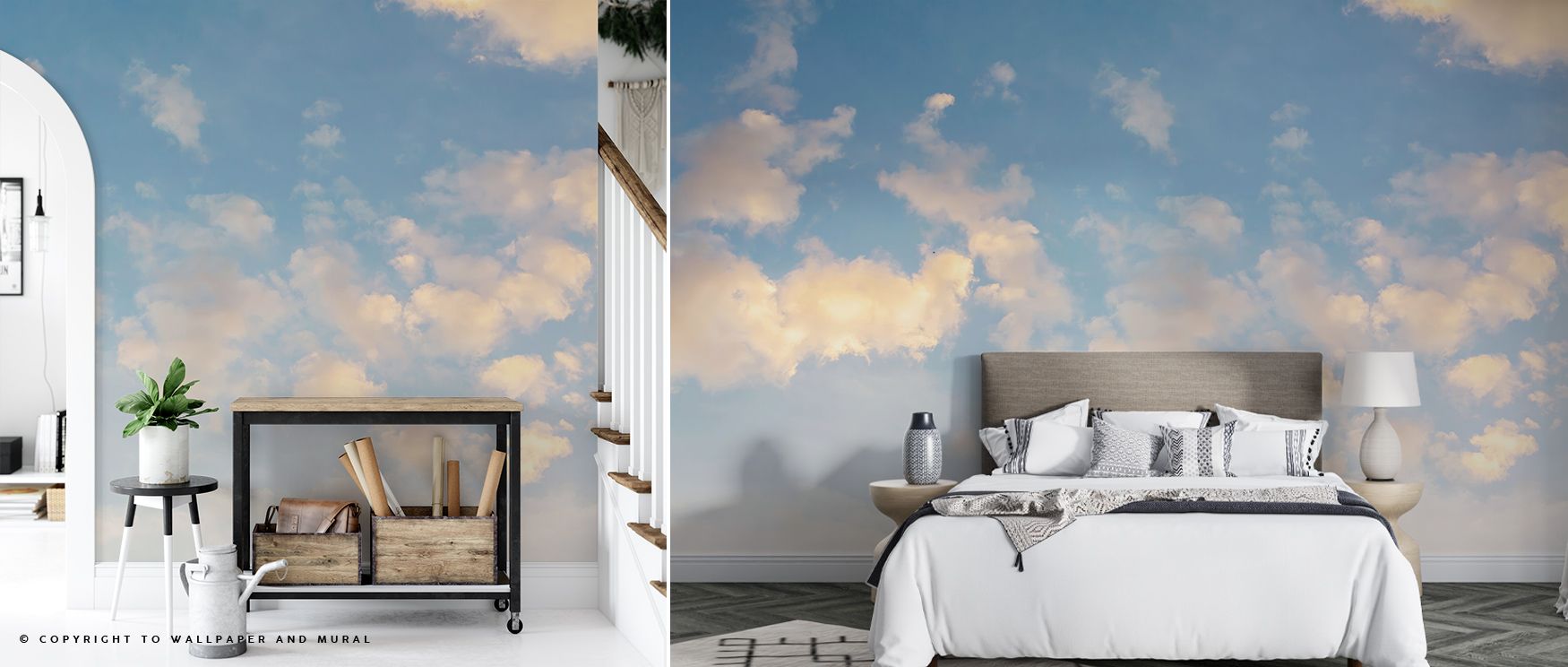 Surfaces glow with Tender Clouds Wallpaper as patterns expand softly, producing atmosphere that enriches bedrooms, offices, or living rooms with decorative artistry, cultural resonance, and calm serenity. 