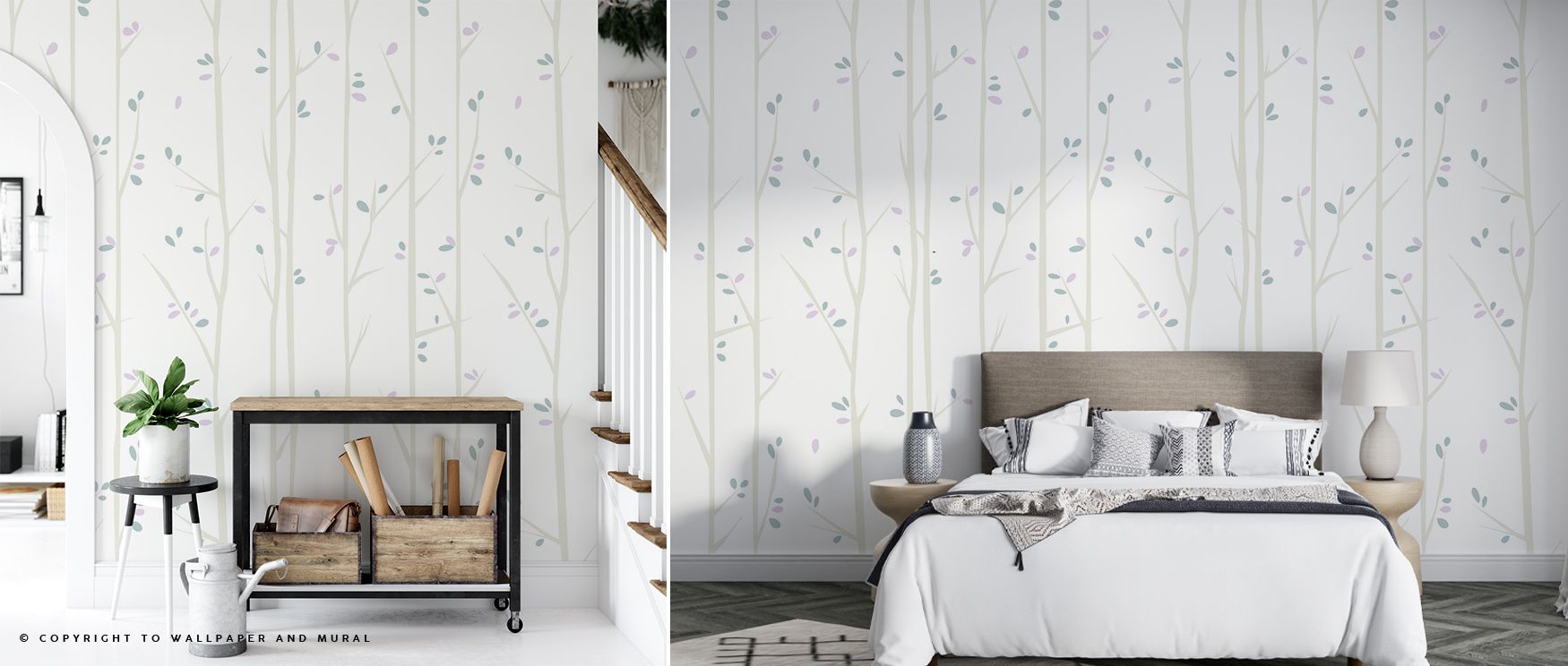 Natural rhythm flows in the Thin Spring Trees Nature Inspired Wallpaper, where delicate forms rise with elegance. Its imagery creates walls of quiet charm, enhancing bedrooms or living rooms with subtle sophistication and serenity. 