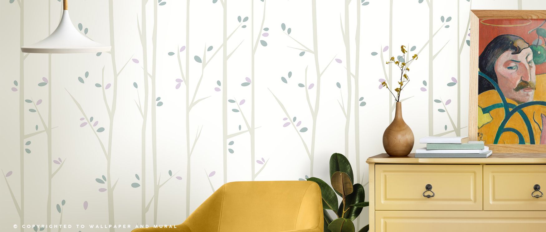 Visual balance defines the Thin Spring Trees Nature Inspired Wallpaper, where thin trees bring quiet beauty into interiors. Bedrooms and living rooms feel serene, enriched by natural imagery that inspires calm. 