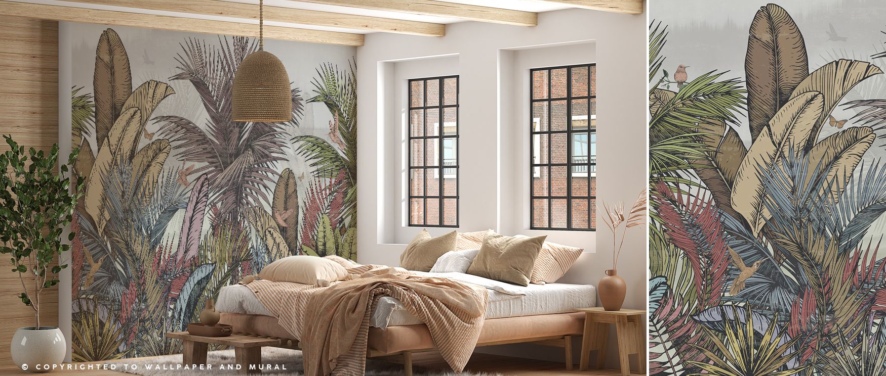 Tropical Evergreen Bright Nature Wallpaper radiates exuberance through its lush evergreen imagery, where patterns glow with vibrant rhythm. The design enriches interiors with atmosphere alive with freshness, creating walls filled with decorative brillianc