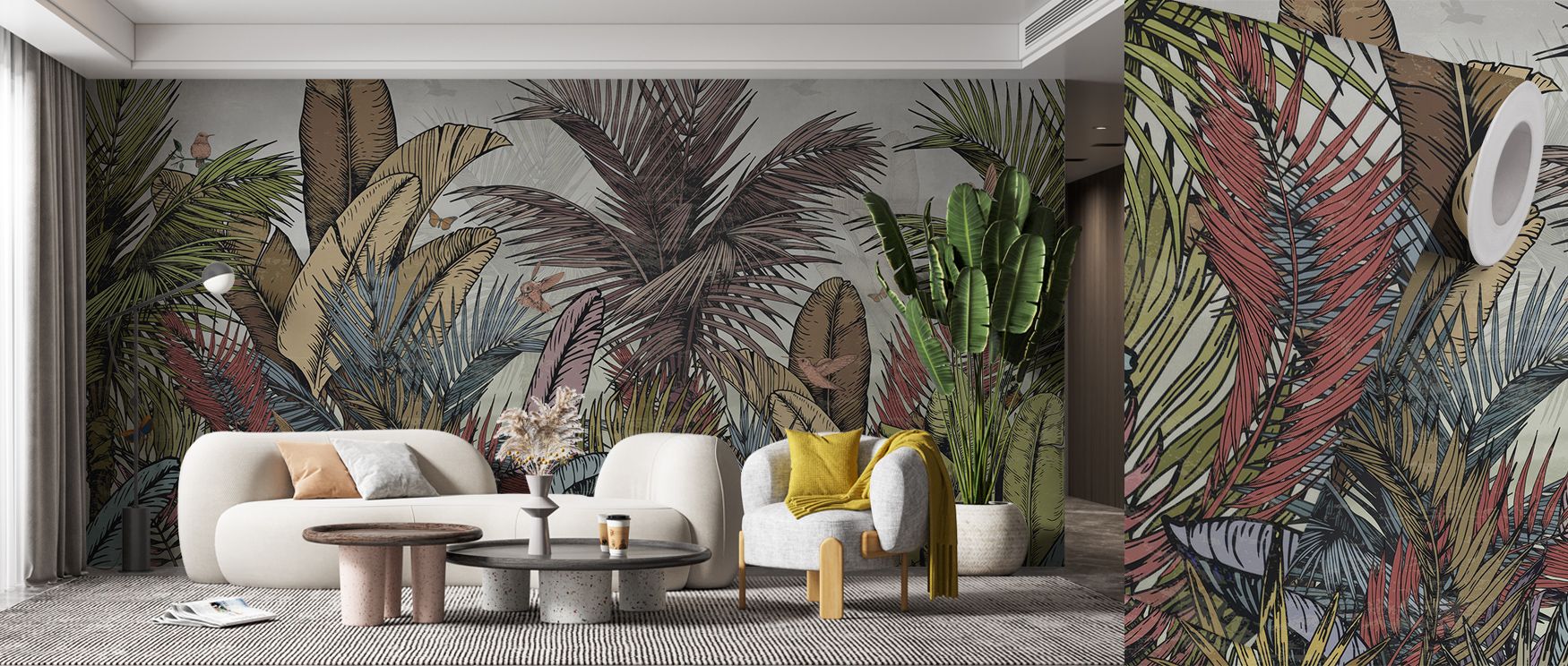 Tropical Evergreen Bright Nature Wallpaper reveals lively energy as foliage spreads gracefully across walls in radiant tones. The design enhances atmosphere with vibrancy, enriching interiors with decorative brilliance. Its artistic charm transforms bedro