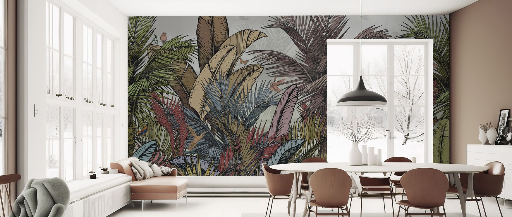 The Tropical Evergreen Bright Nature Wallpaper glows with decorative brilliance as lush foliage expands in energetic rhythm. Each motif enhances atmosphere, enriching interiors with vibrancy. Its cultivated charm transforms bedrooms or lounges into spaces