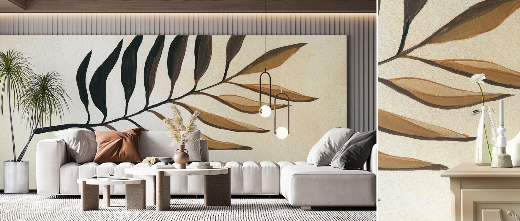 Within Tropical Leaf I Botanical Pattern Wallpaper, delicate leaf motifs create calm rhythm across surfaces. Each pattern enriches atmosphere with serenity, enhancing walls with elegance. Interiors glow with cultured refinement, turning bedrooms or office