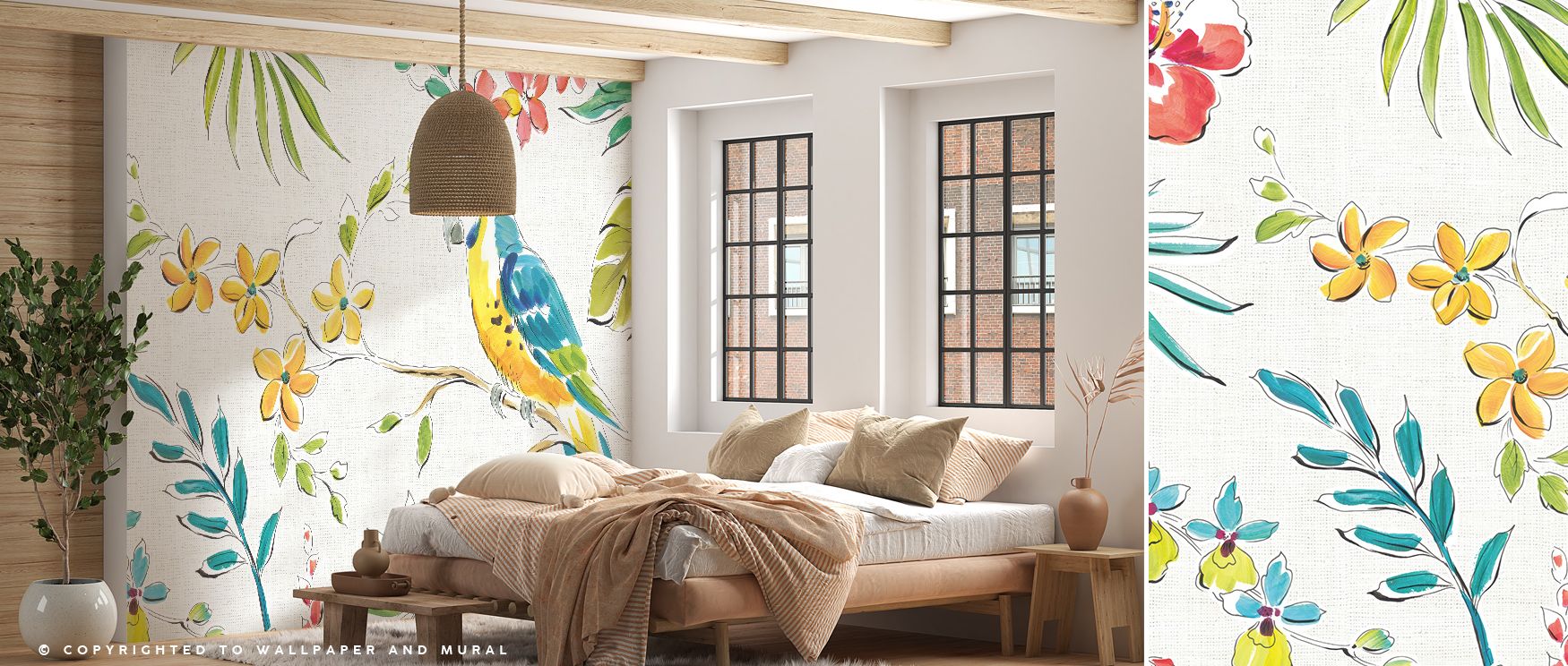 Tropical Oasis II White Serenity Wallpaper captures natural refinement as leafy motifs appear in graceful rhythm across softened tones. Each pattern enhances atmosphere with balance and charm, turning walls into cultivated landscapes. Interiors glow with 