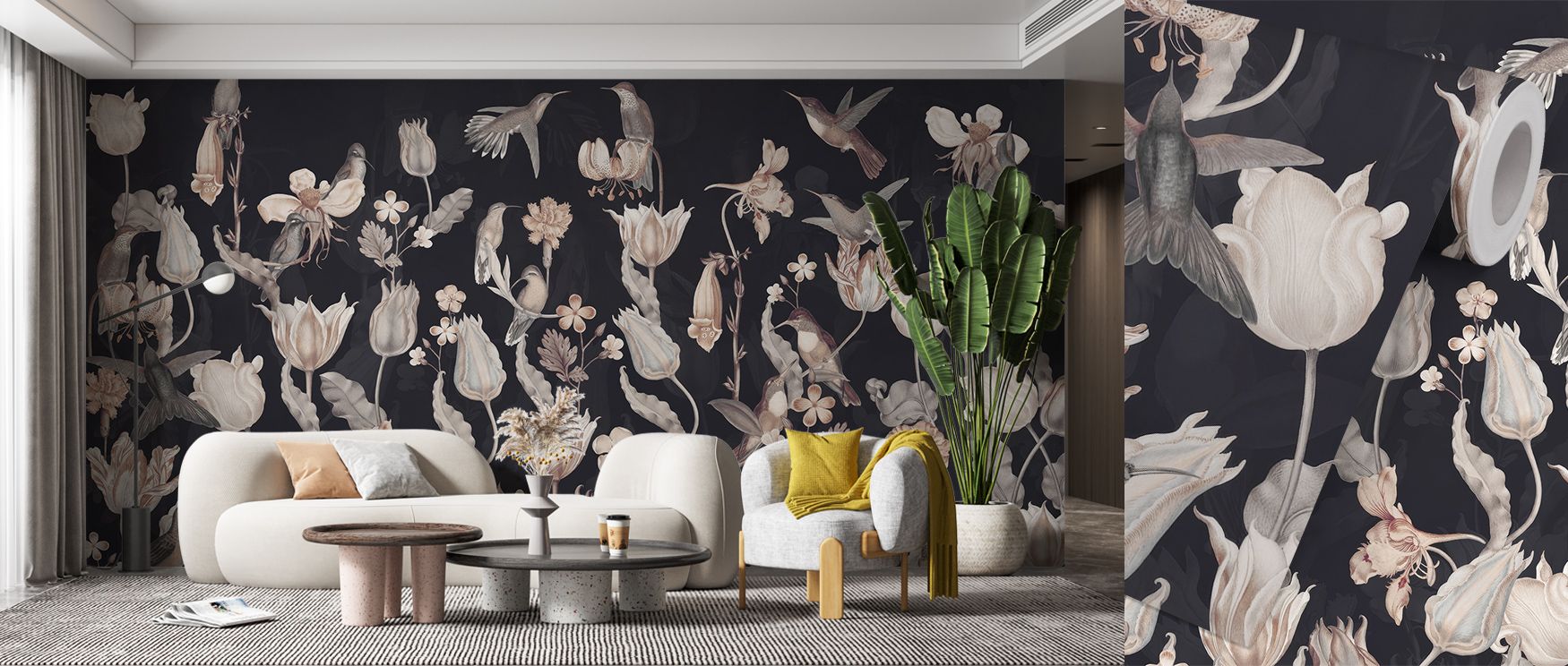 With Tulips Feast Black Floral Pattern Wallpaper, blossoms unfold in striking detail, creating atmosphere filled with artistry. Each element enhances balance, turning walls into refined landscapes. Interiors glow with vibrancy, offering bedrooms or office