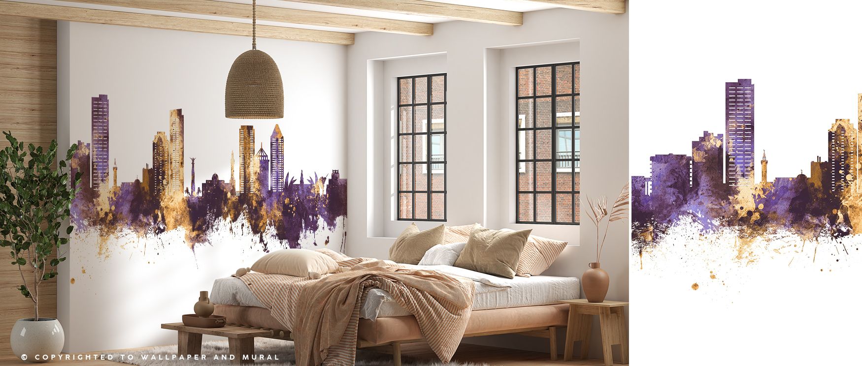Umm Al Quwain Skyline Purple Gold Wallpaper embodies luxury as architectural forms glow with golden radiance against purple skies. Each silhouette enriches atmosphere with artistry, making walls glow with brilliance. Interiors transform into cultivated la