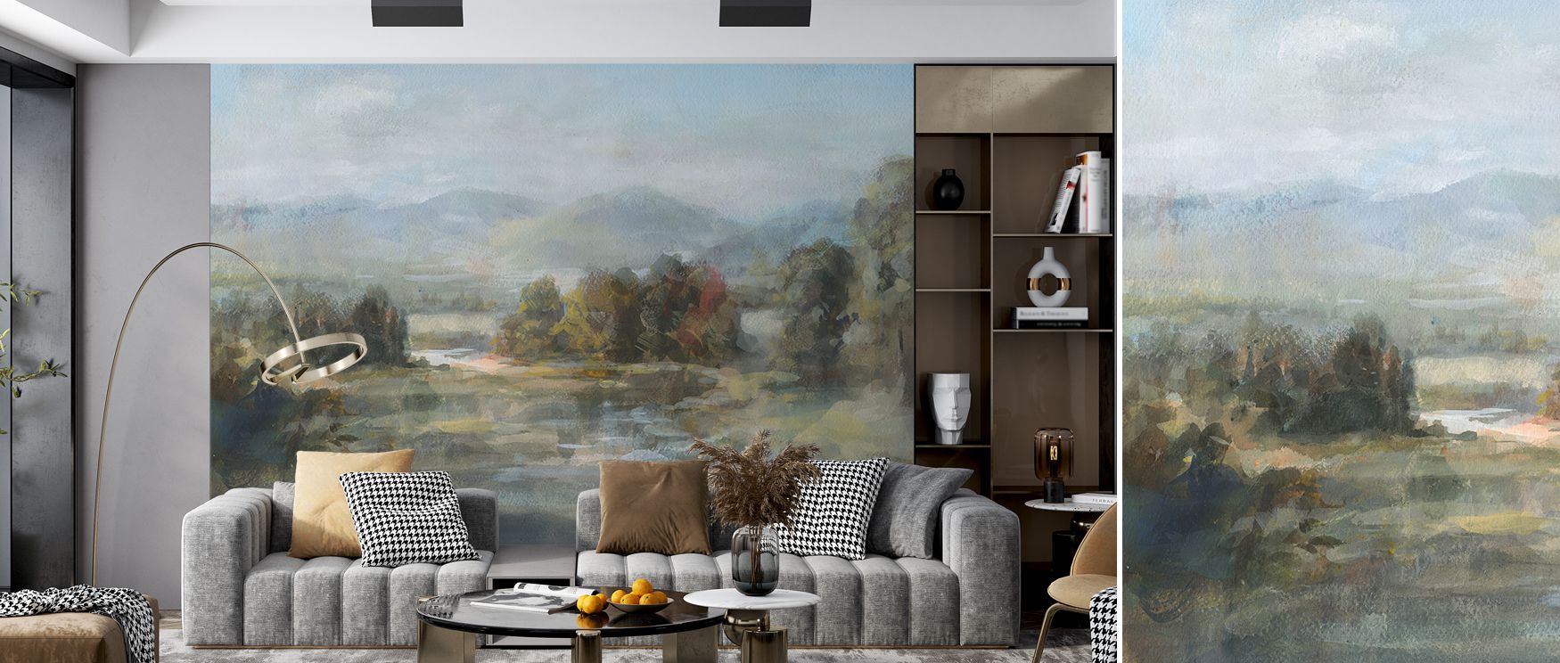 The Valley River Scenic Nature Wallpaper radiates serenity as rivers wind across softened landscapes in graceful rhythm. Each detail enriches atmosphere with artistry, turning walls into cultivated spaces. Interiors glow with refinement, offering bedrooms