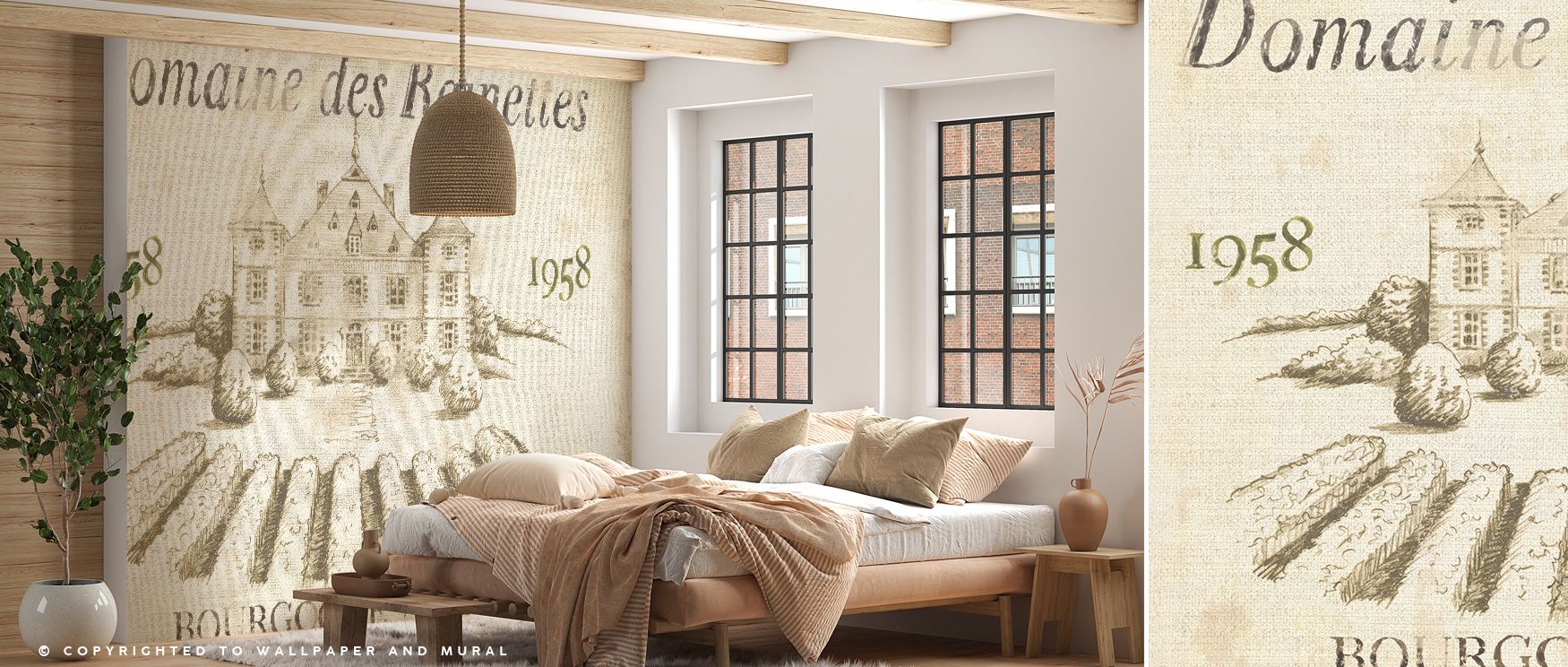 Vin Rainettes Vintage Pattern Wallpaper embodies refinement as motifs flow gracefully across softened tones. Each detail enhances atmosphere with artistry, creating walls alive with vintage elegance. Interiors glow with brilliance, offering lounges or bed
