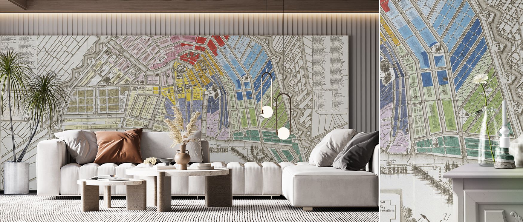 Vintage Amsterdam Map 1795 Historical Wallpaper reveals heritage charm as cartographic imagery spreads across softened surfaces. Each detail enriches atmosphere with artistry, making interiors glow with refinement. Bedrooms or lounges become cultivated sp