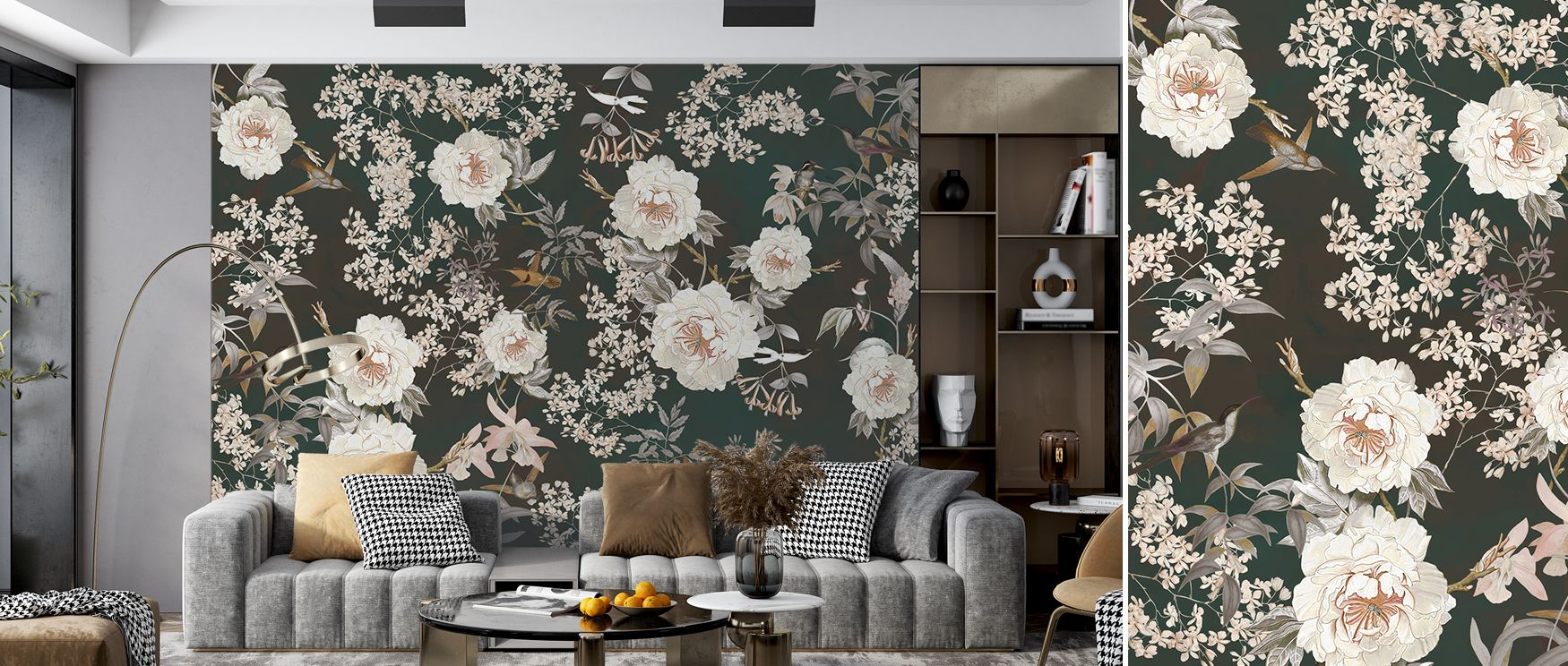 The Vintage Flowers Dark Green Botanical Wallpaper radiates elegance as blossoms spread across deep green tones. Each motif enriches atmosphere with artistry, making interiors glow with refinement. Bedrooms or offices transform into cultivated spaces enri