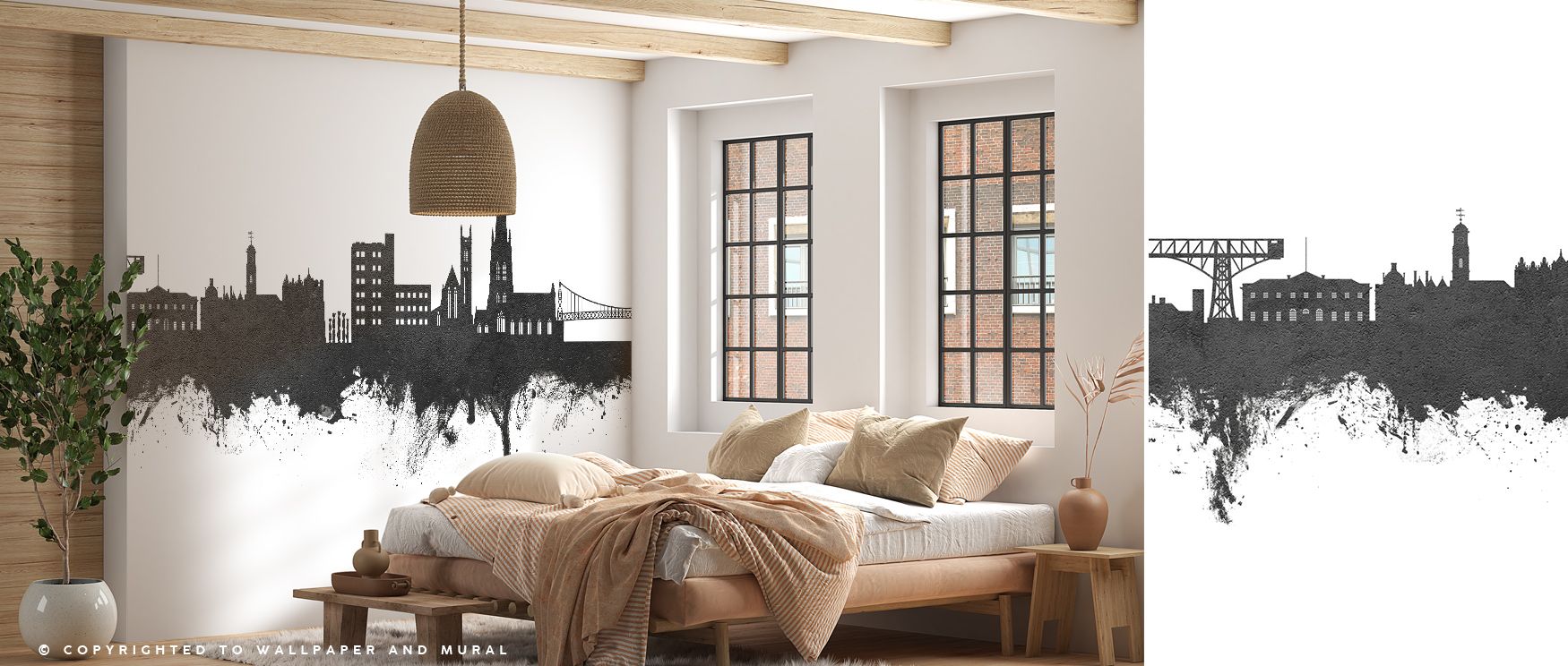 Warrington England Skyline Black White Wallpaper embodies refinement through architectural silhouettes across monochrome tones. Each detail enhances atmosphere with artistry, making interiors glow with charm. Lounges or bedrooms glow with brilliance, offe