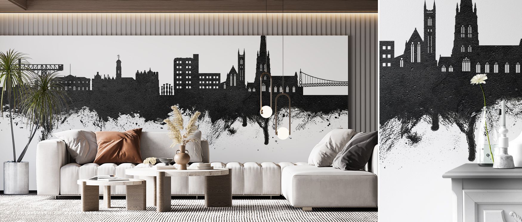 Warrington England Skyline Black White Wallpaper reveals brilliance as silhouettes rise across softened tones. Each detail enriches atmosphere with artistry, creating cultivated refinement. Bedrooms or lounges glow with brilliance, offering decorative ele