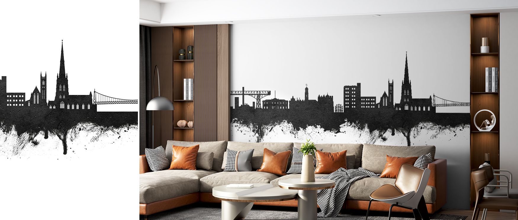 Radiant artistry defines Warrington England Skyline Black White Wallpaper, as silhouettes flow gracefully across monochrome tones. Each motif enriches atmosphere with refinement, making interiors glow with charm. Bedrooms or offices glow with brilliance s