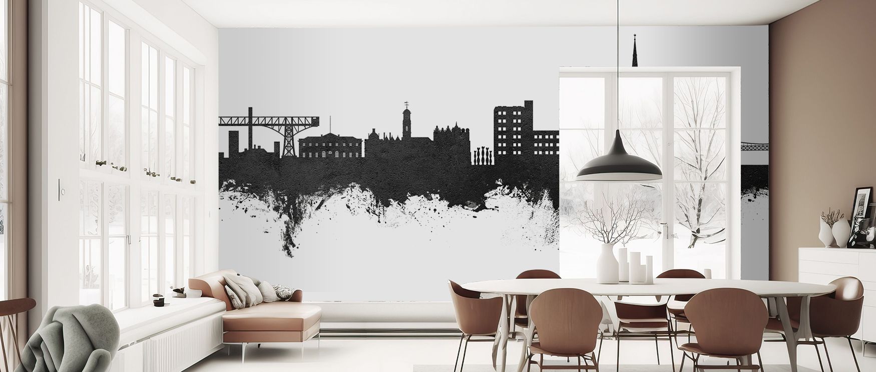 The Warrington England Skyline Black White Wallpaper radiates historical brilliance through silhouettes arranged in balance across softened tones. Each line enriches atmosphere with artistry, making interiors glow with refinement. Bedrooms or offices glow
