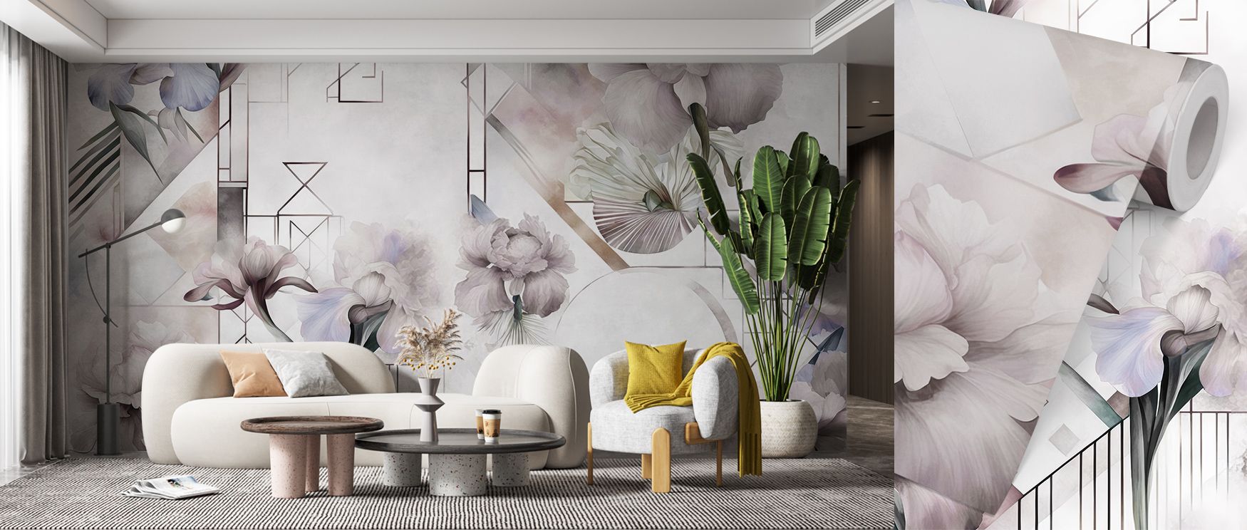 With Watercolor Geometry Shine Artistic Wallpaper, radiant shapes create rhythm across softened tones. Each detail enriches atmosphere with refinement, turning interiors into cultivated landscapes. Offices or bedrooms glow with brilliance, offering decora