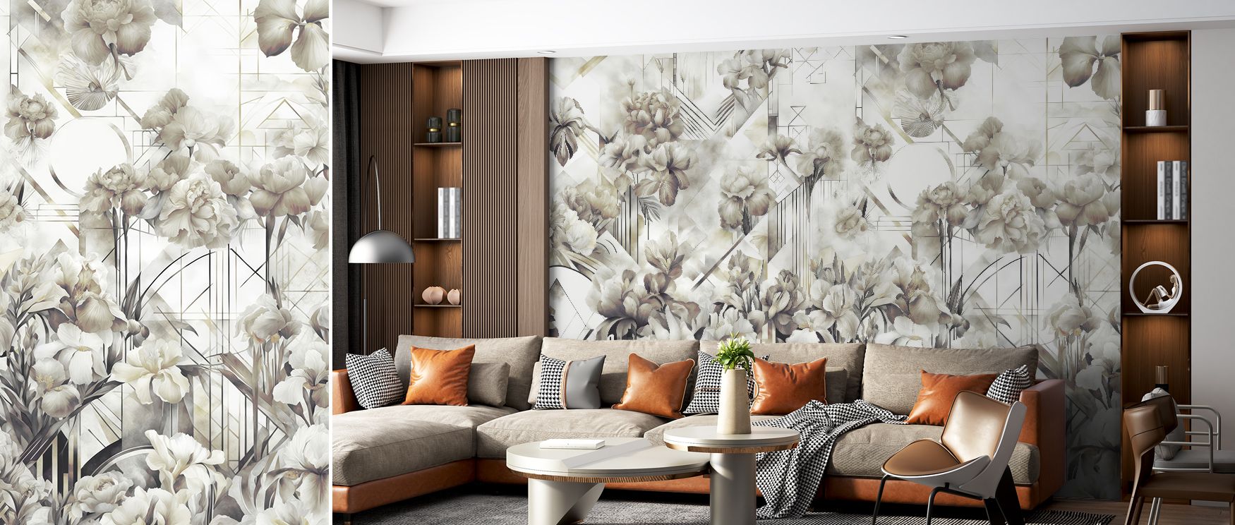 Radiant artistry defines Watercolor Irises Green Floral Wallpaper, as blossoms expand gracefully across softened hues. Each motif enriches atmosphere with refinement, creating cultivated brilliance. Bedrooms or offices glow with decorative charm shaped by