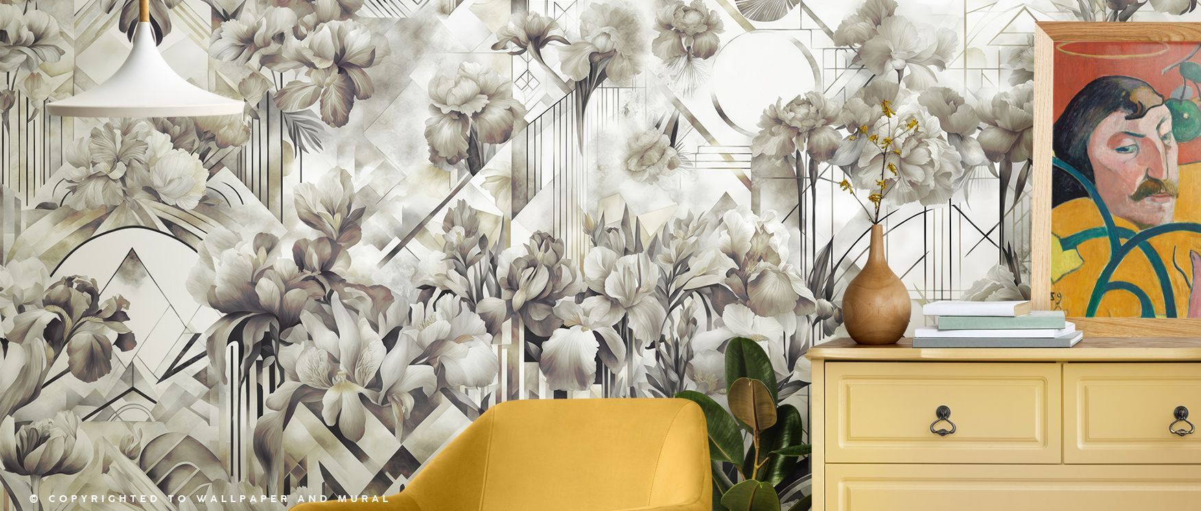 Watercolor Irises Green Floral Wallpaper captures elegance as blossoms spread across softened tones. Each motif enriches atmosphere with artistry, making interiors glow with brilliance. Bedrooms or lounges glow with cultivated decorative refinement shaped