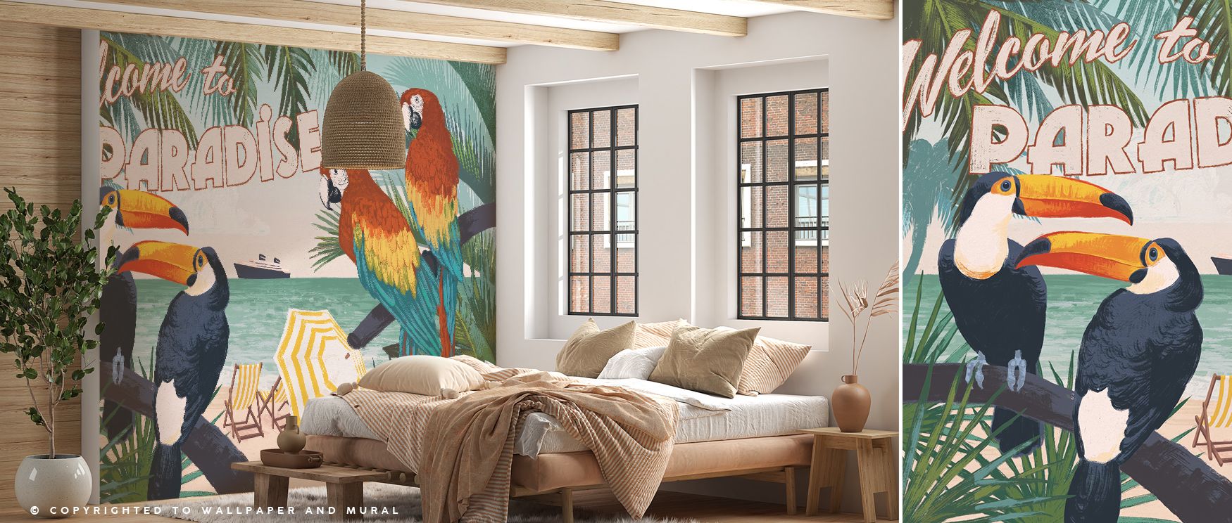 The character of Welcome to Paradise Wallpaper lies in its radiant tones that shift gently under changing light. Every element from sweeping palms to clustered leaves appears layered with intention. The tropical essence is expressed through depth and brig