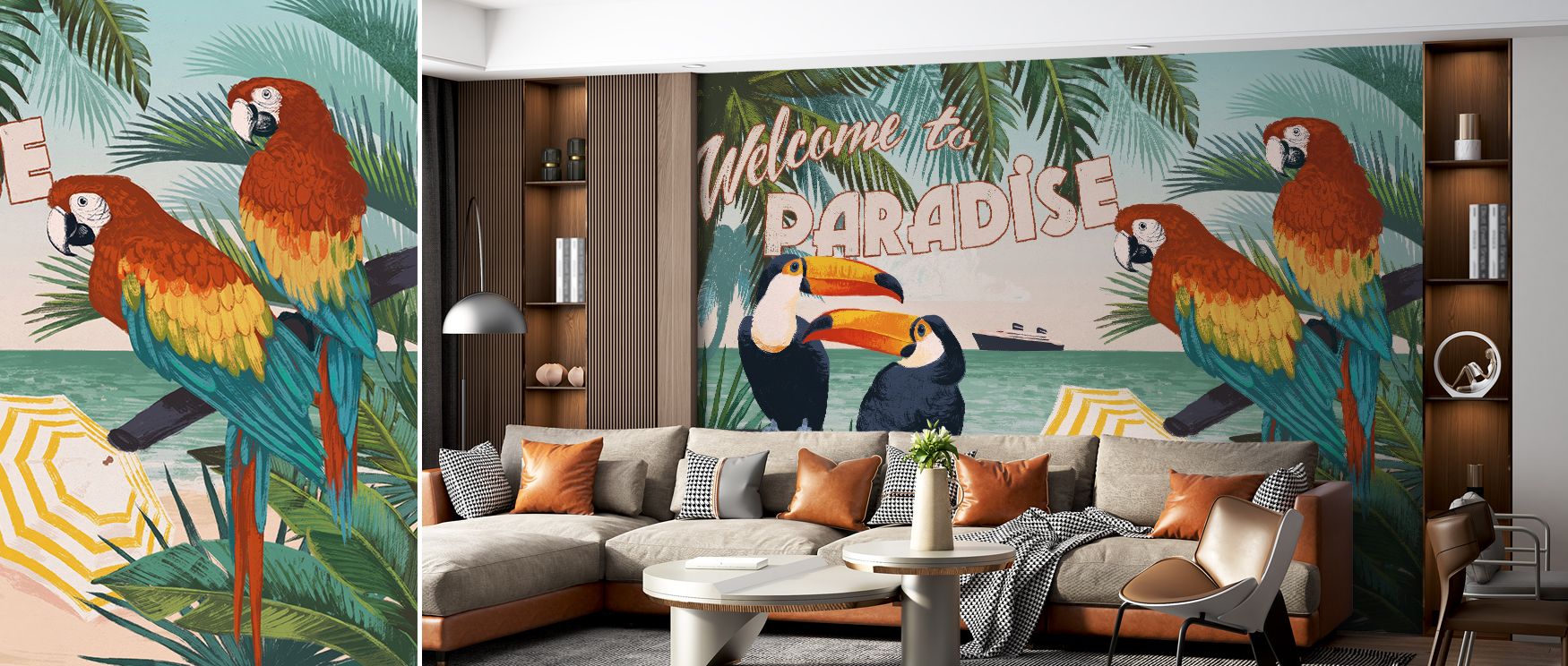 Through Welcome to Paradise Wallpaper, tropical impressions become a statement of beauty expressed through harmony. The arrangement of tones builds atmosphere, with shadows and highlights enhancing depth. The design conveys warmth and vibrancy, elevating 
