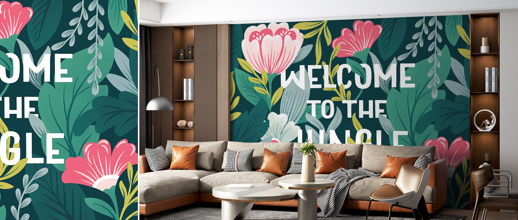 The layered composition of Welcome to the Jungle Wallpaper transforms flat planes into immersive canopies. Shadows ripple across leaf edges, while brighter highlights give depth. Its presence remains striking, offering energy balanced with refined calm in