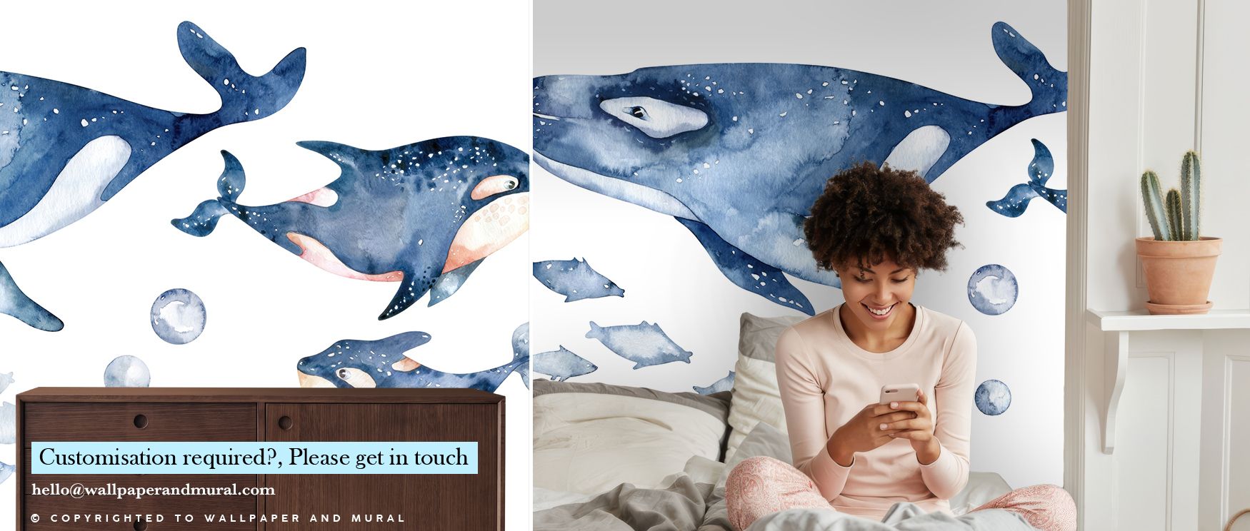 Through Whale Song Wallpaper, imagination finds expression in aquatic rhythm. The whales convey whimsical beauty, moving across surfaces with elegance and energy. Their forms establish depth and brilliance, perfect for uplifting spaces with lighthearted a
