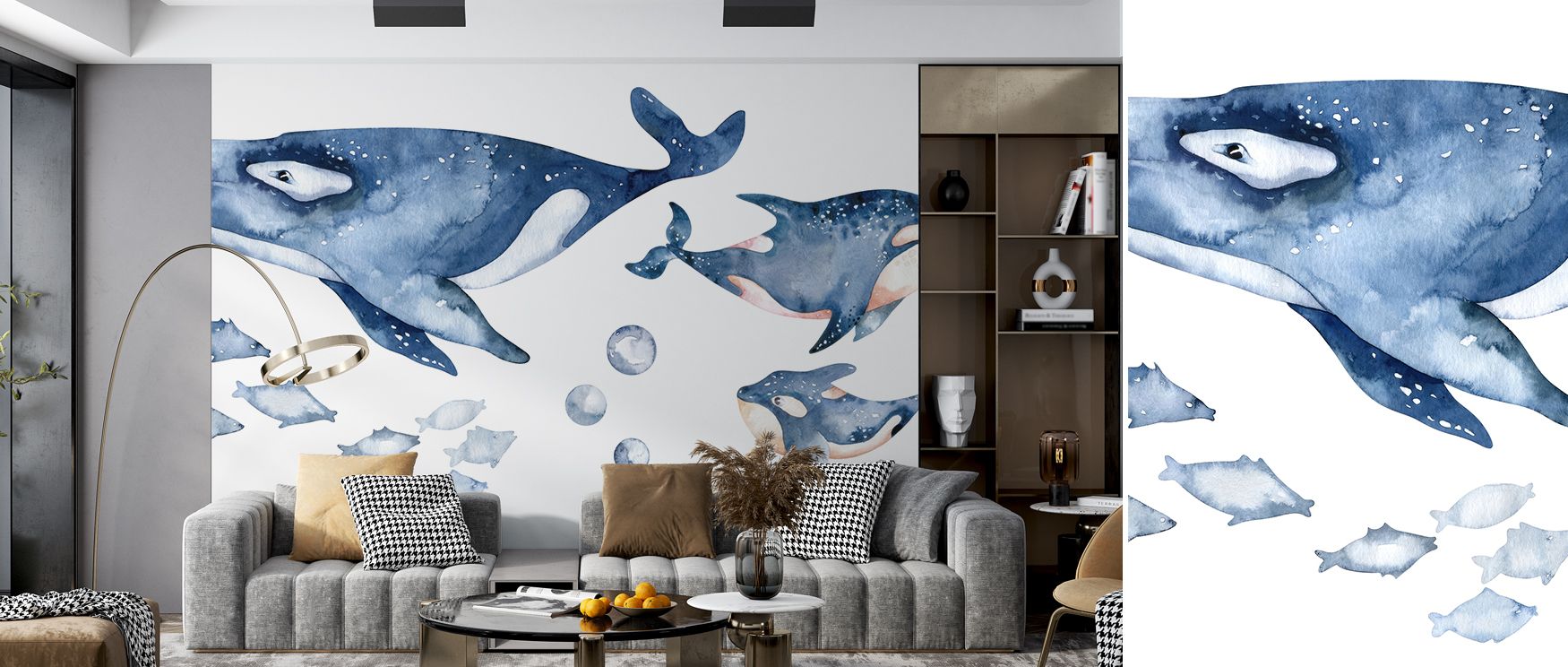 The playful narrative of Whale Song Wallpaper transforms ordinary walls into ocean-inspired canvases. Whales appear suspended in graceful rhythm, conveying depth and whimsy. This composition enriches spaces with enchantment that feels timeless.