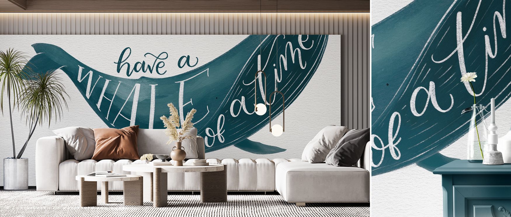 Whale of A Time Wallpaper captures the delight of marine life, its whale motifs breathing energy across interiors with balanced movement, filling bedrooms or offices with decorative whimsy that carries atmosphere of lightness while maintaining sophisticat