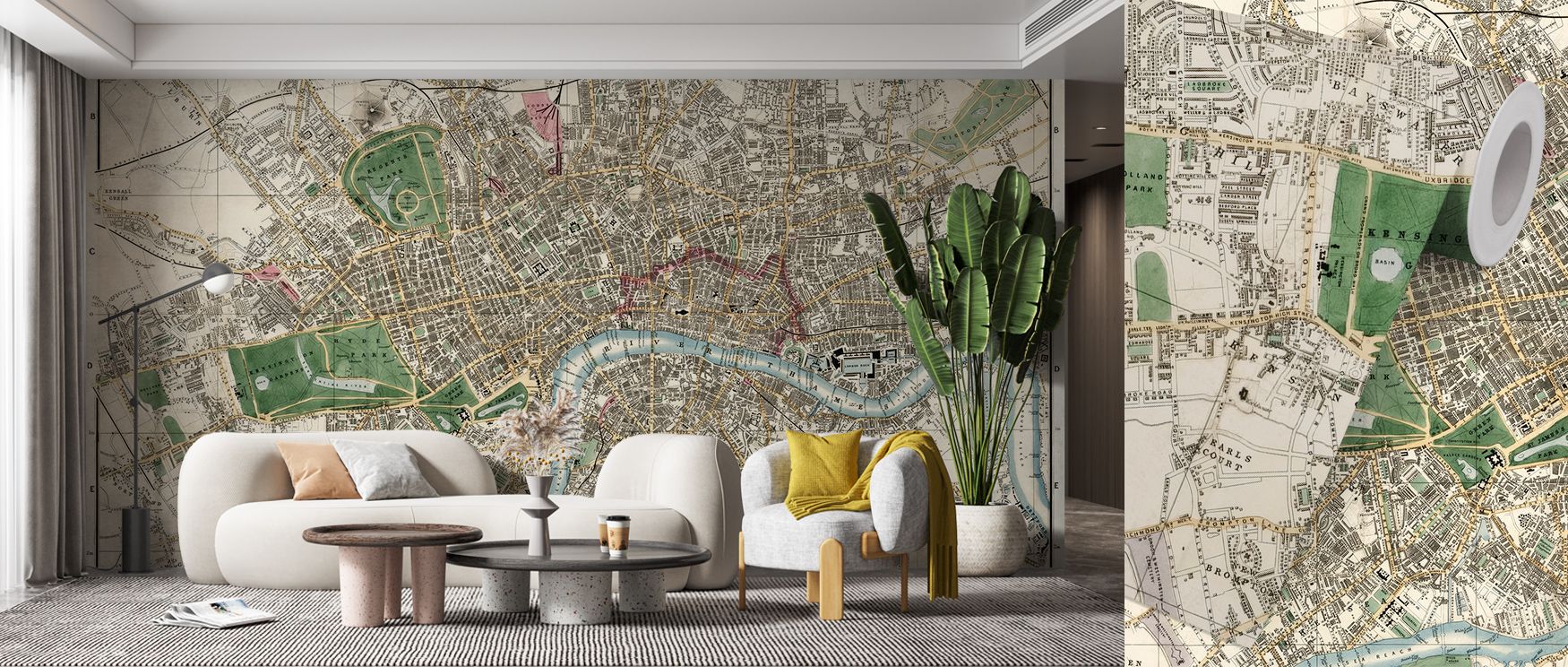 The Whitbread's London Wallpaper design fills the wall with intricate city detail, offering heritage presence that enriches bedrooms or living rooms with subtle atmosphere, creating a story that combines history and artistry with elegant decorative tone. 