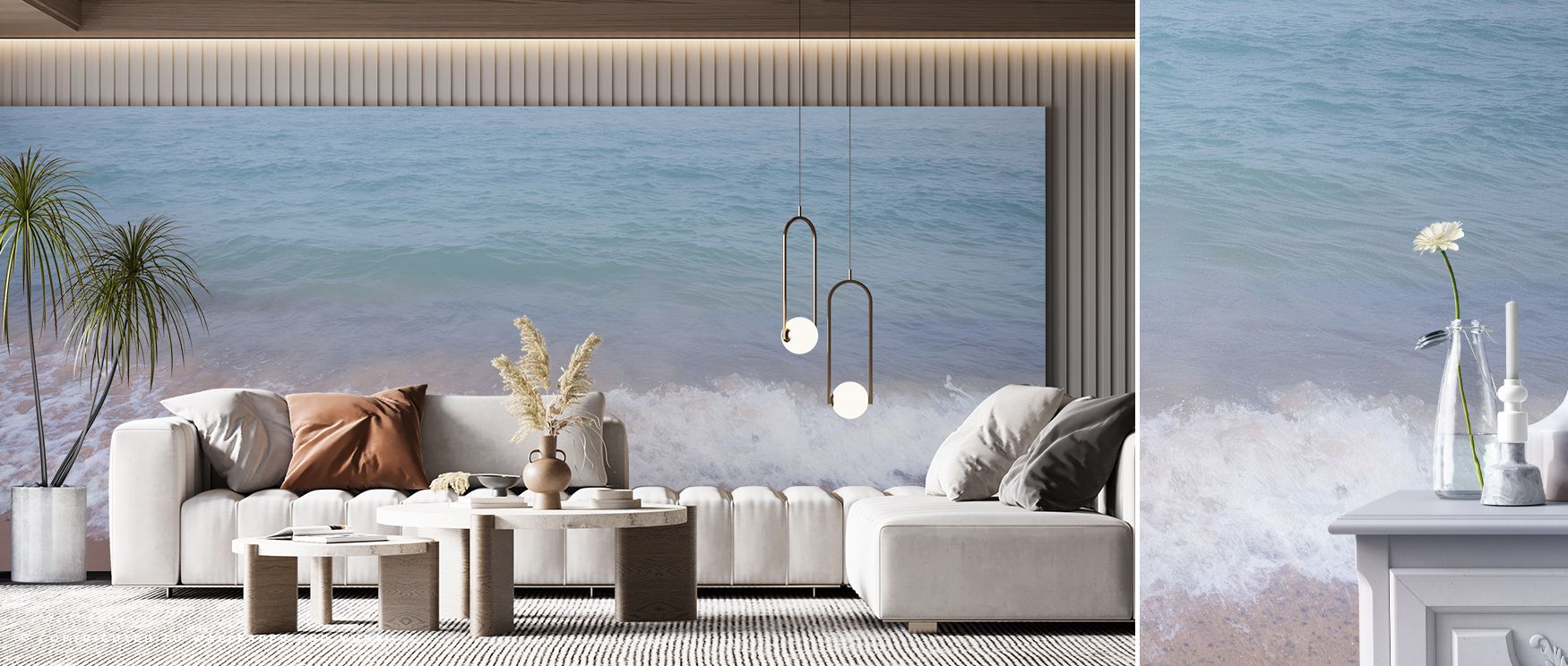 Whitefish Point Wallpaper shows scenic flow across soft tones, where horizons and trees emerge with coastal calm, adding atmosphere that enhances bedrooms or living rooms with artistry that feels serene and timeless in balance. 