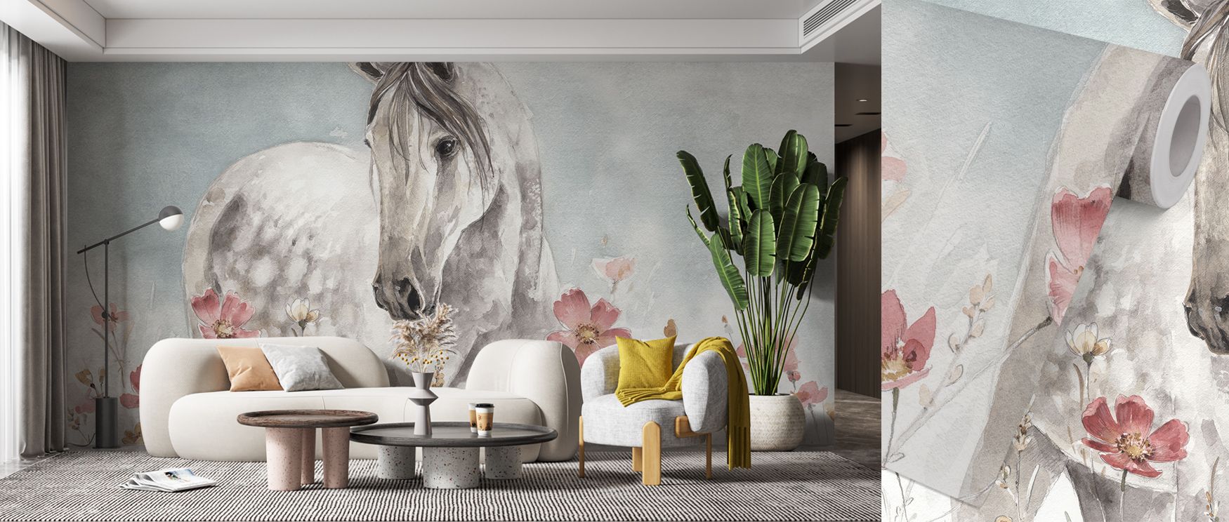 Wild Horses I Wallpaper expresses freedom as horses glide across its surface, creating imagery that feels alive and full of charm, enhancing bedrooms or offices with design that combines strength, vitality, and decorative rhythm into timeless artistry. 