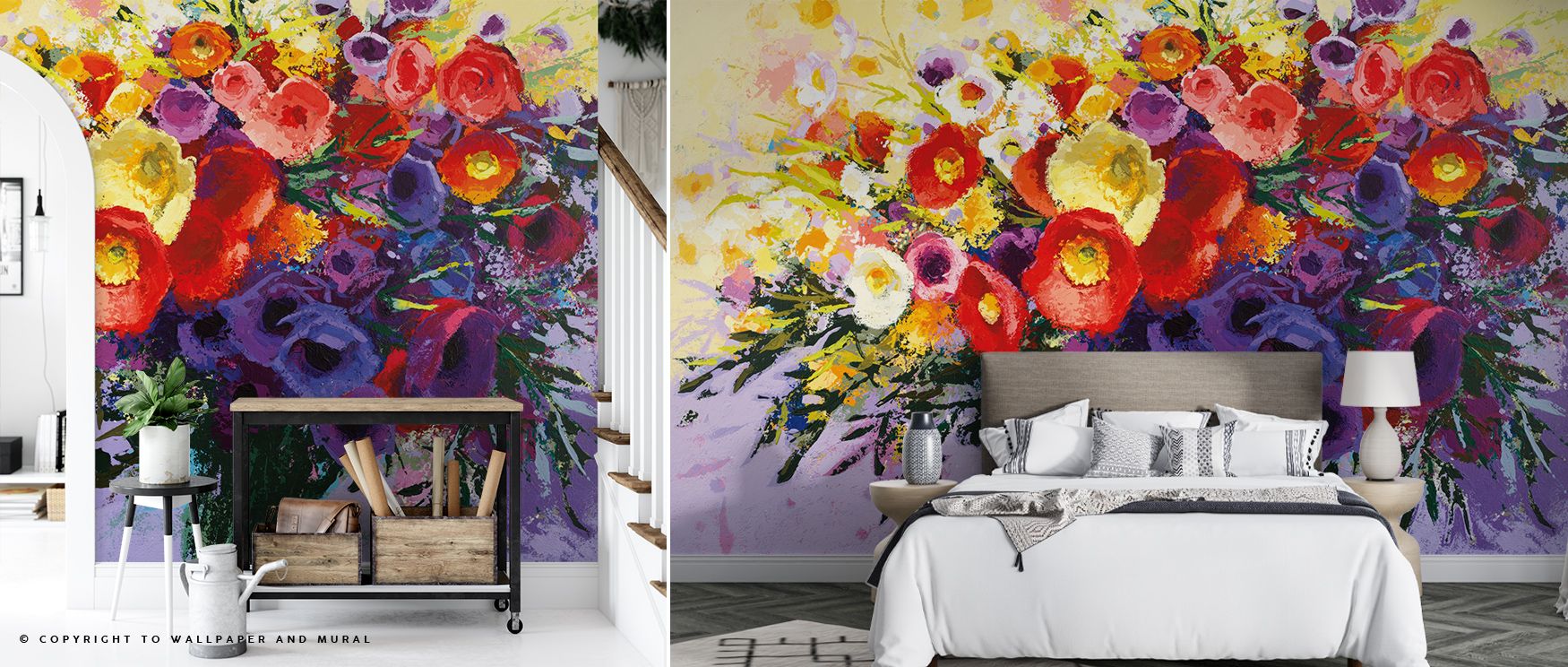 Wild and Flowery Wallpaper enriches interiors with floral rhythm scattered across surfaces, producing atmosphere that enhances bedrooms or living rooms with decorative artistry, elegance, and timeless natural refinement, filling spaces with vibrancy. 