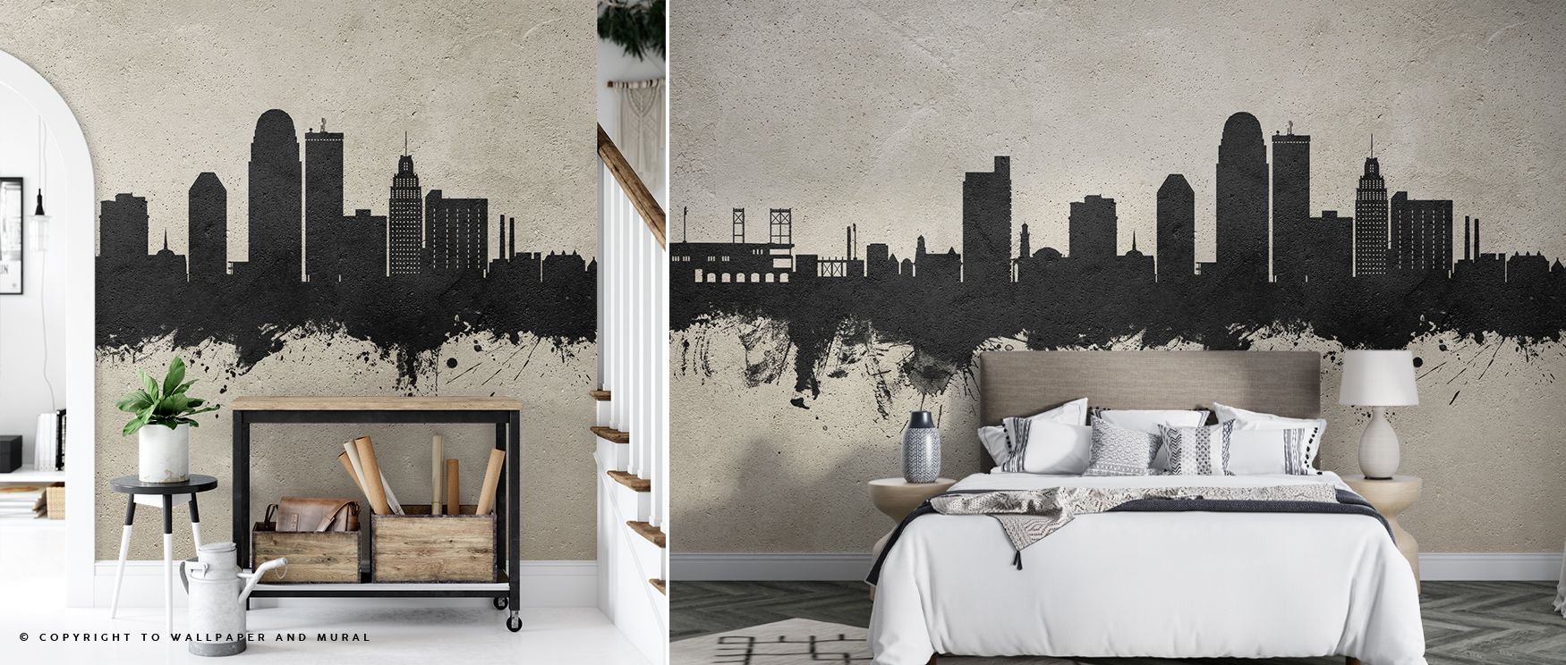 Winston-Salem North Carolina Skyline Concrete Wallpaper carries heritage charm through iconic imagery, filling bedrooms or offices with atmosphere that feels artistically balanced, producing interiors that reflect cultural depth and decorative refinement.