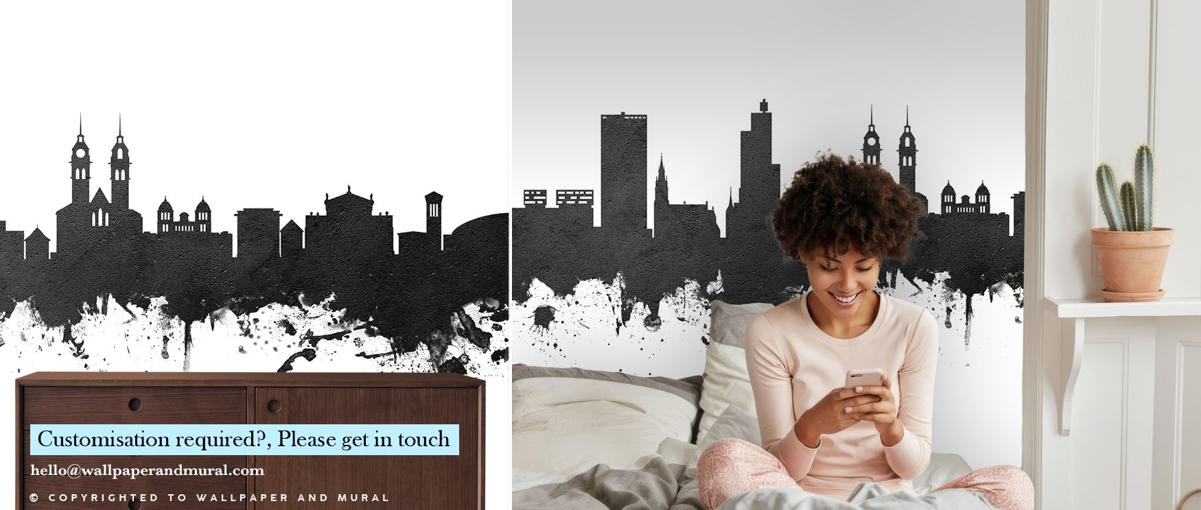 Wintherthur Switzerland Skyline Black & White Wallpaper expresses city artistry with detailed skyline silhouettes, filling bedrooms or offices with decorative presence that feels calm, refined, and culturally elegant.