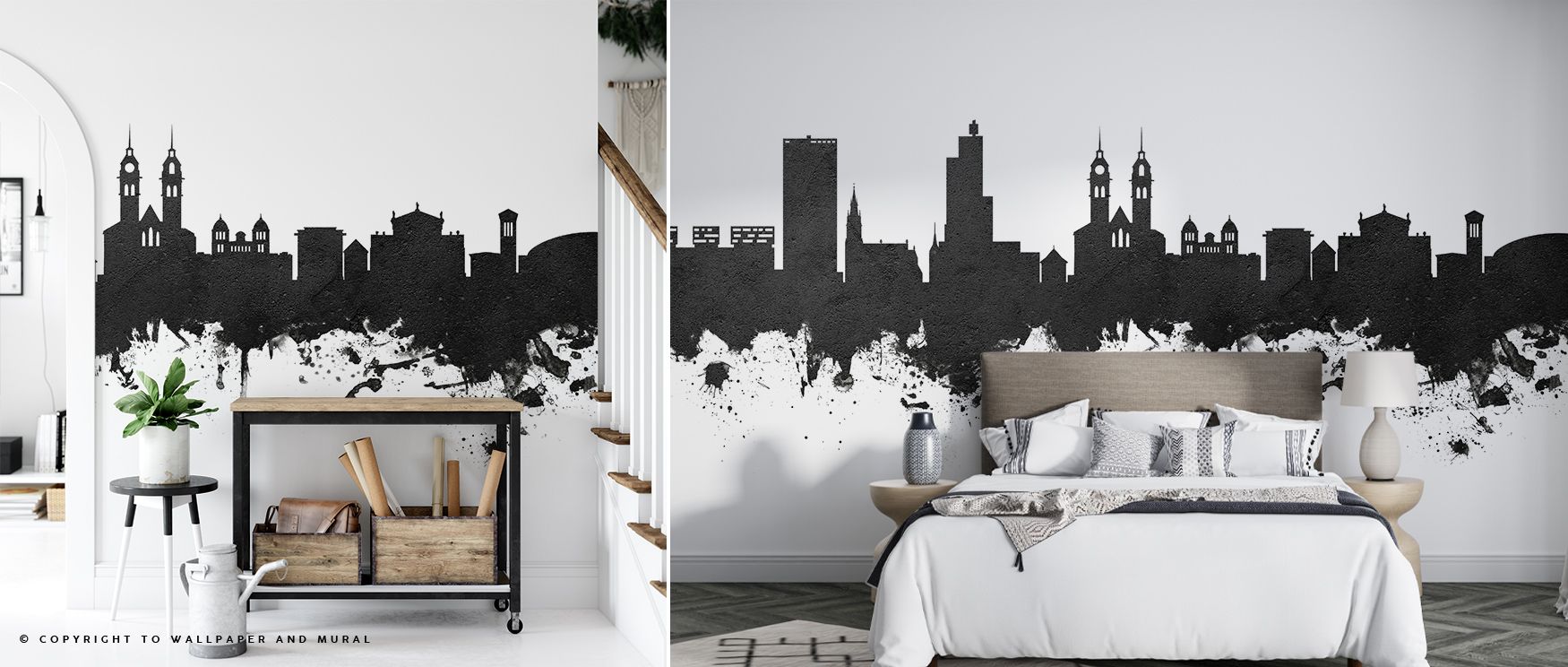 Wintherthur Switzerland Skyline Black & White Wallpaper carries architectural rhythm in black and white tones, creating imagery that enriches bedrooms or offices with cultural balance, offering decorative presence that feels refined and enduring. 