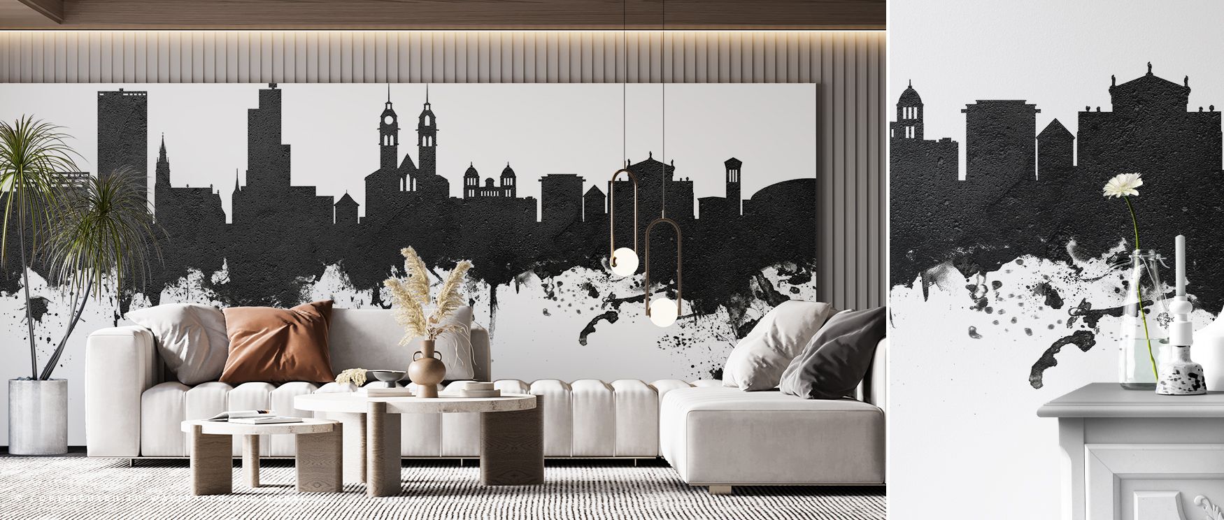 Wintherthur Switzerland Skyline Black & White Wallpaper presents detailed skyline imagery in timeless tones, offering decorative balance that enhances bedrooms or offices with atmosphere of cultural depth, refinement, and calm elegance. 