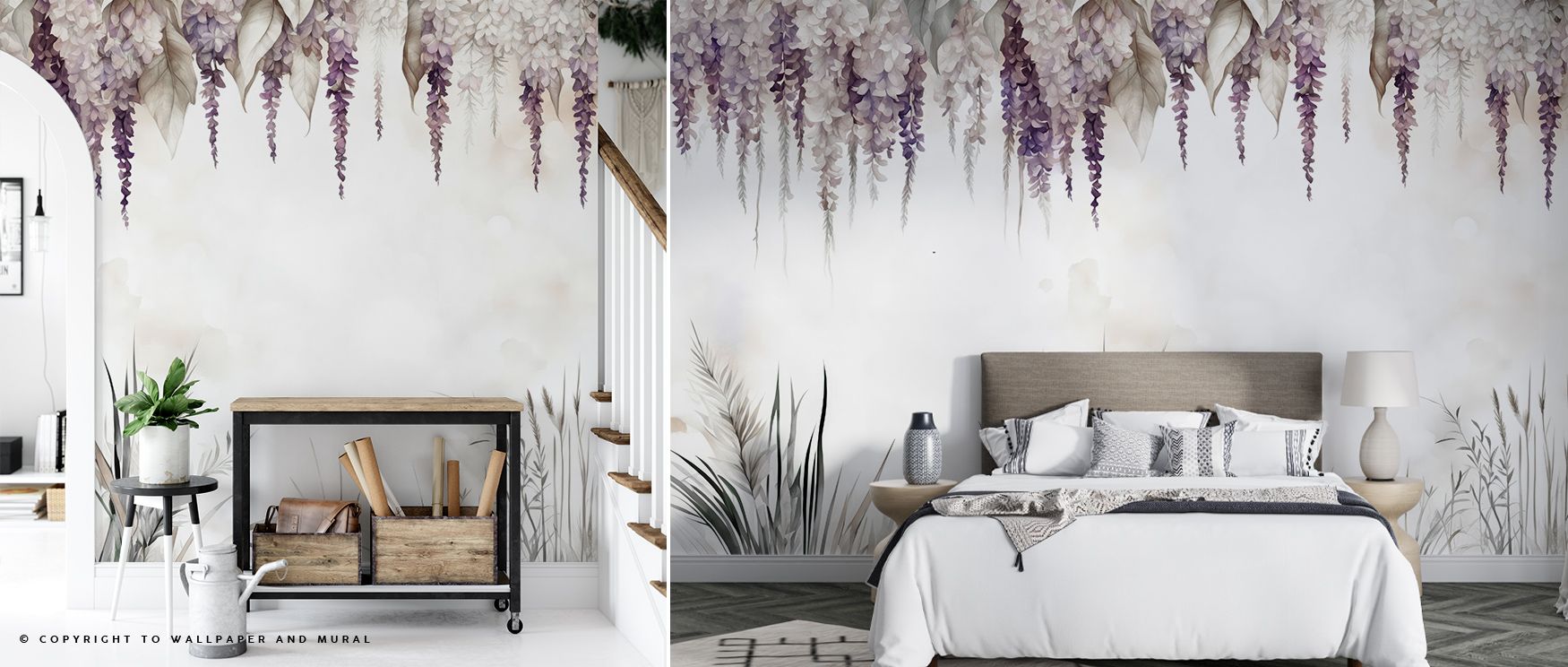 Wonderful Wisteria Soft Wallpaper enriches interiors with cascading blossoms that form decorative rhythm, filling bedrooms or living rooms with atmosphere of timeless charm, floral artistry, and calm decorative balance that reflects botanical refinement. 