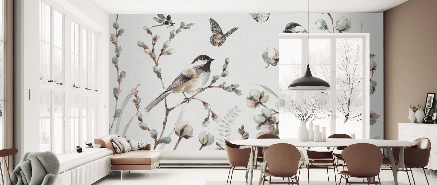 A Country Weekend XV Wallpaper expresses countryside tranquility through rhythmic landscapes, enriching bedrooms or offices with atmosphere of decorative refinement, rustic charm, and timeless artistry, filling spaces with calm. 
