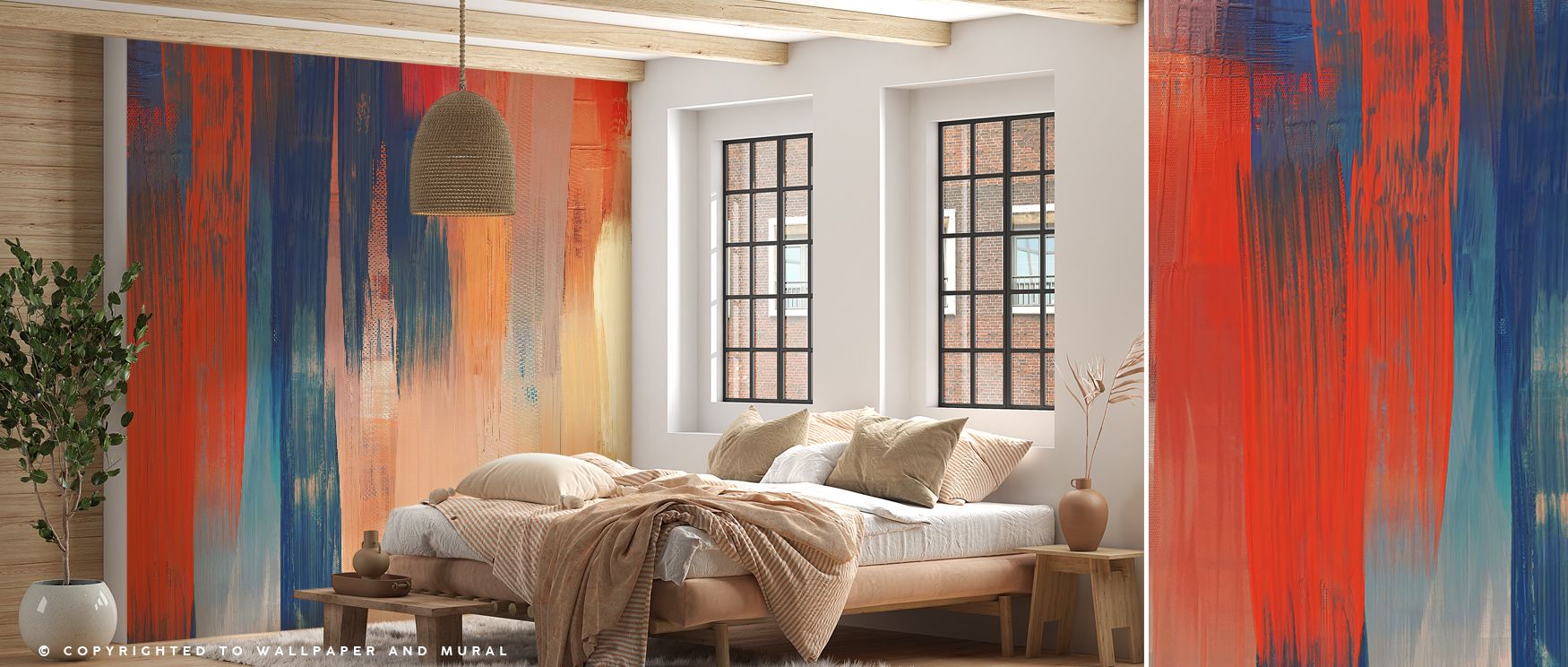Abstract Study In Red Wallpaper reveals artistic rhythm painted in bold red forms, enriching bedrooms or living rooms with atmosphere of decorative artistry, modern charm, and timeless refinement that feels energetic and stylish. 