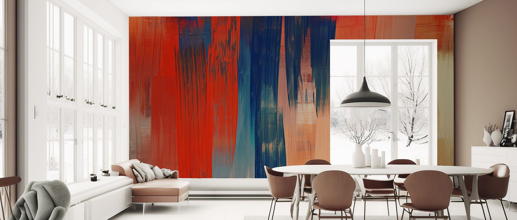 Abstract Study In Red Wallpaper expresses strength of artistic detail painted in red tones, enriching bedrooms or offices with atmosphere of decorative refinement, creative presence, and timeless vibrancy. 